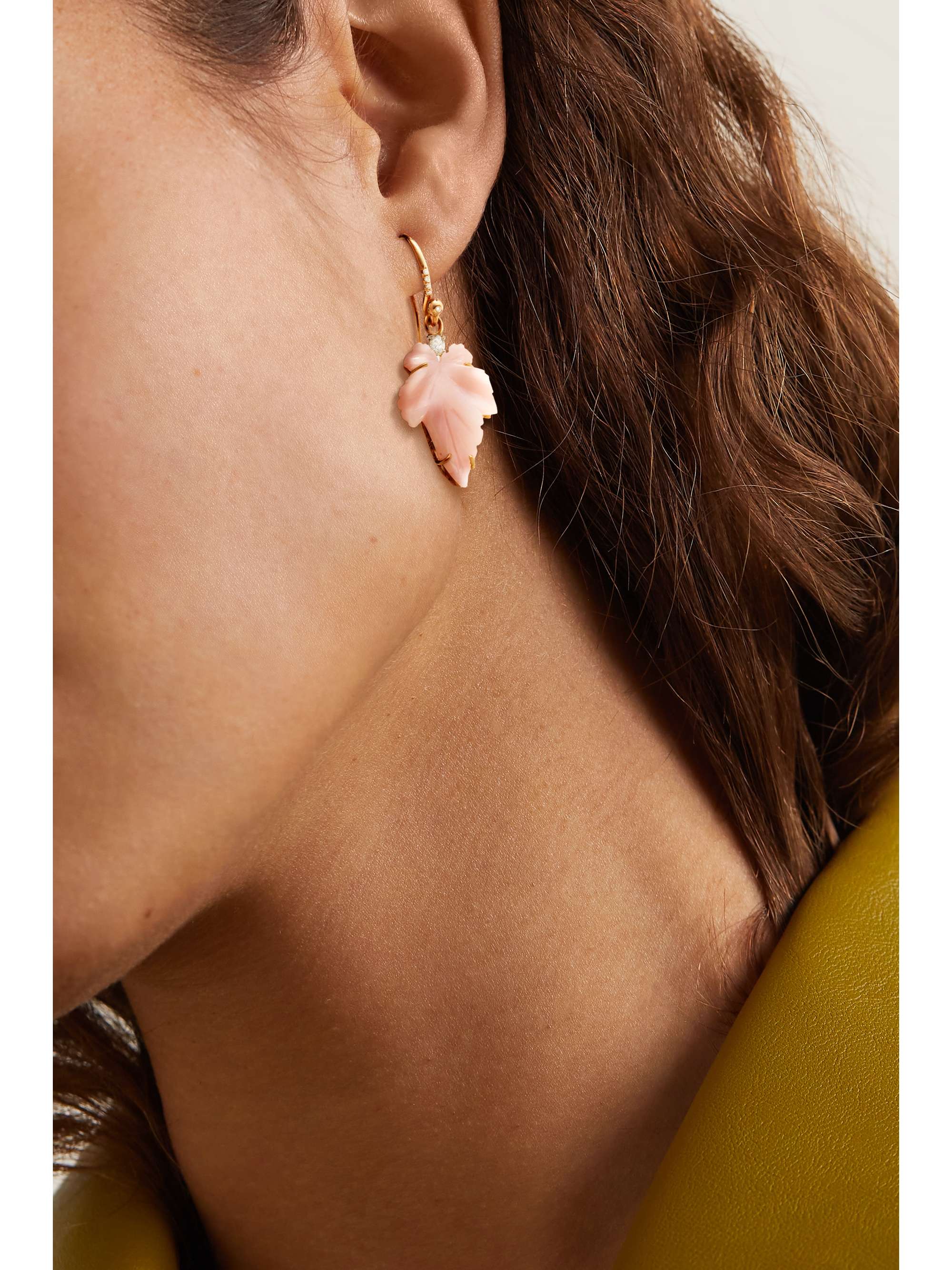 IRENE NEUWIRTH Botanical 18-karat rose and white gold, opal and diamond earrings