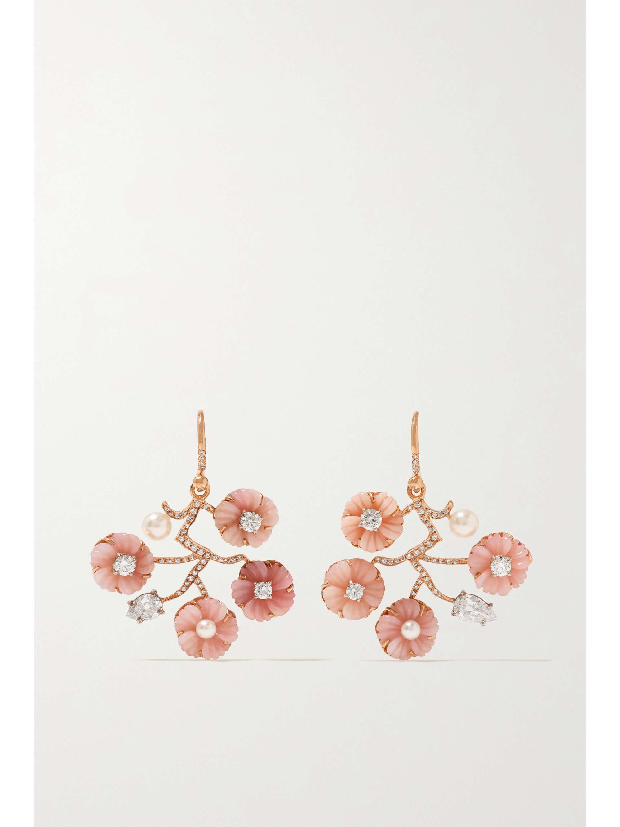 IRENE NEUWIRTH Botanical 18-karat rose and white gold multi-stone earrings