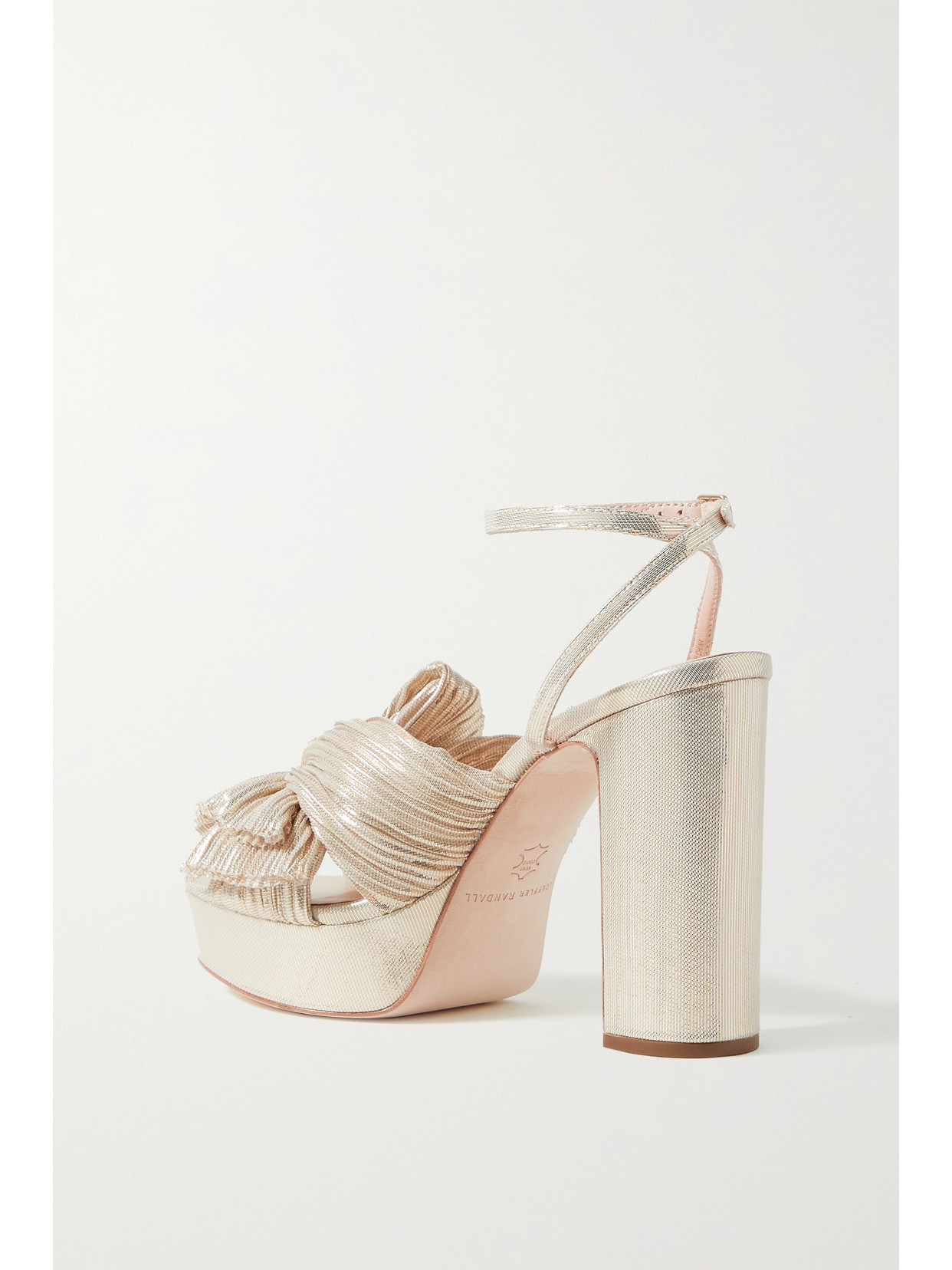 Loeffler Randall Natalia Bow-embellished PlissÃ©-lamÃ© Platform Sandals In Gold | ModeSens