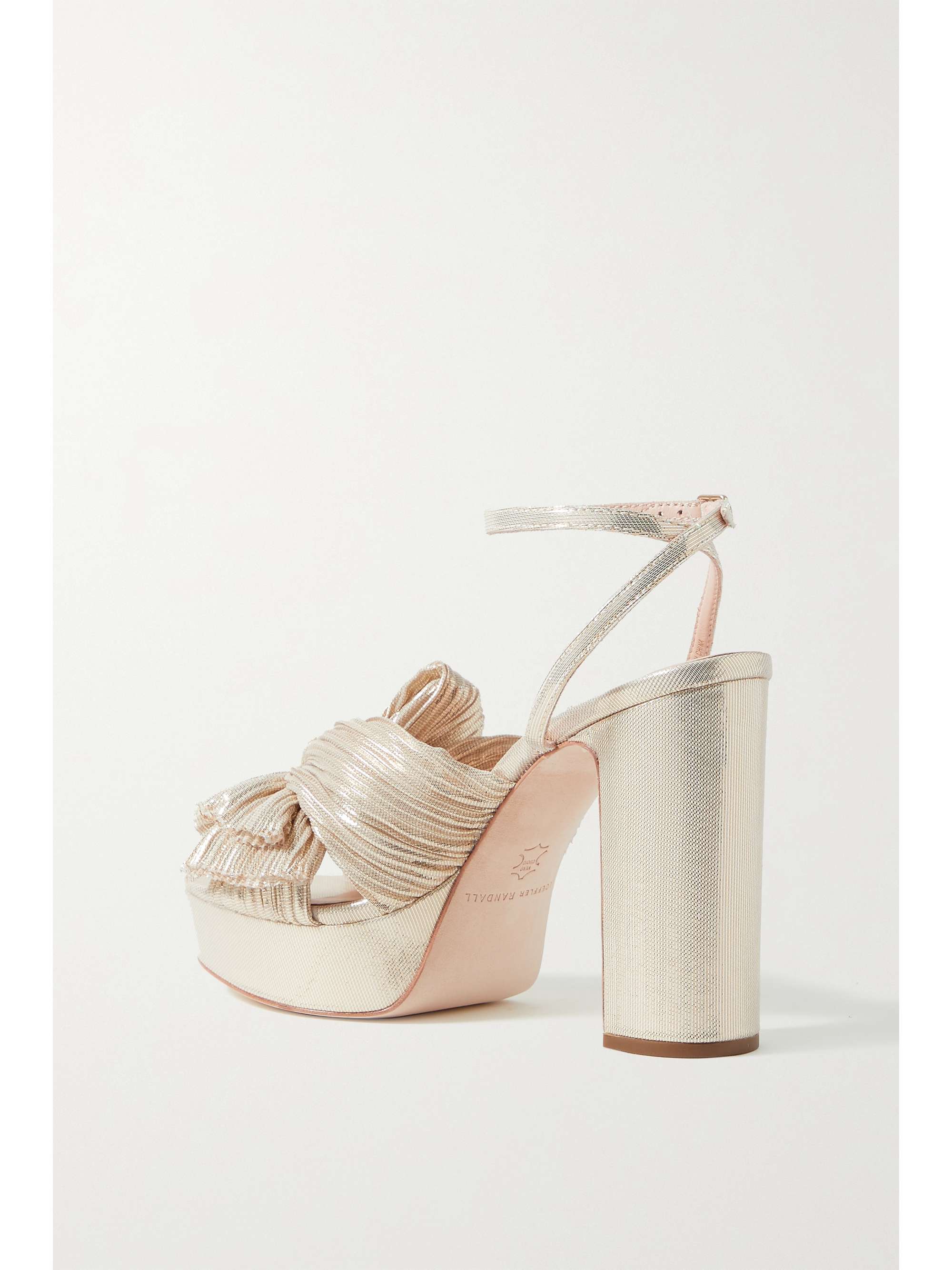 LOEFFLER RANDALL Natalia bow-embellished plissé-lamé platform sandals