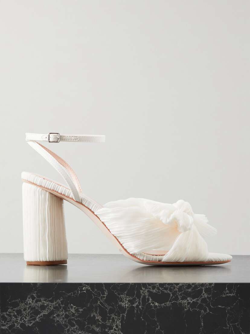 Loeffler Randall Camellia Bow-embellished Plissé-organza Sandals
