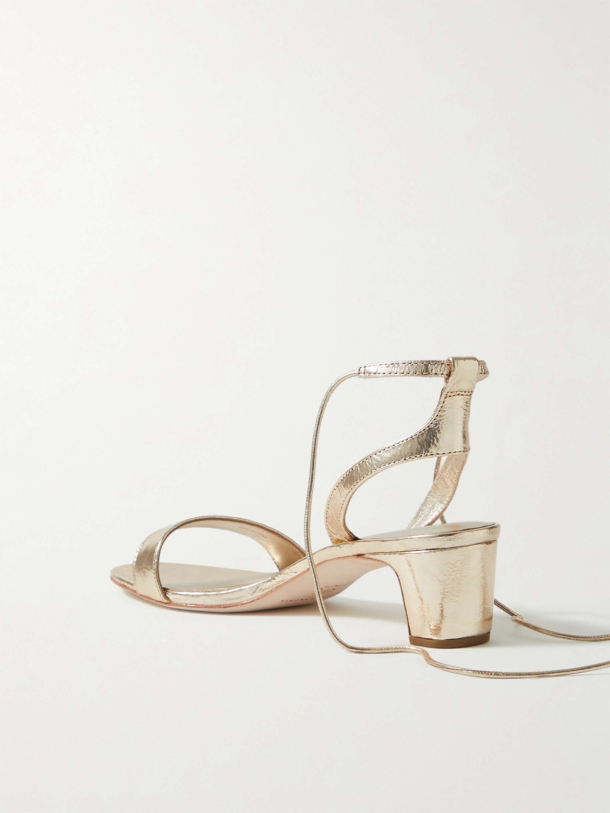 LOEFFLER RANDALL + NET SUSTAIN Jackie metallic crinkled-leather sandals