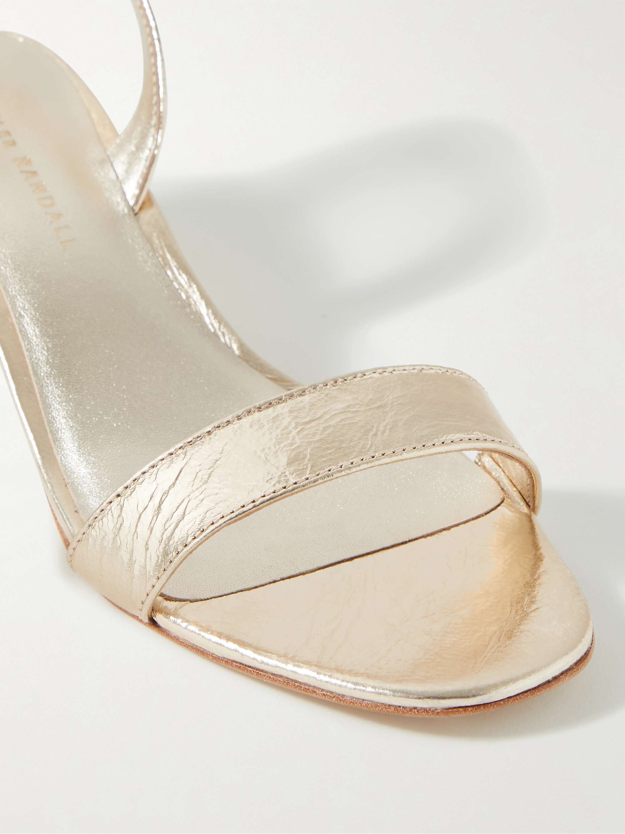 LOEFFLER RANDALL + NET SUSTAIN Jackie metallic crinkled-leather sandals ...