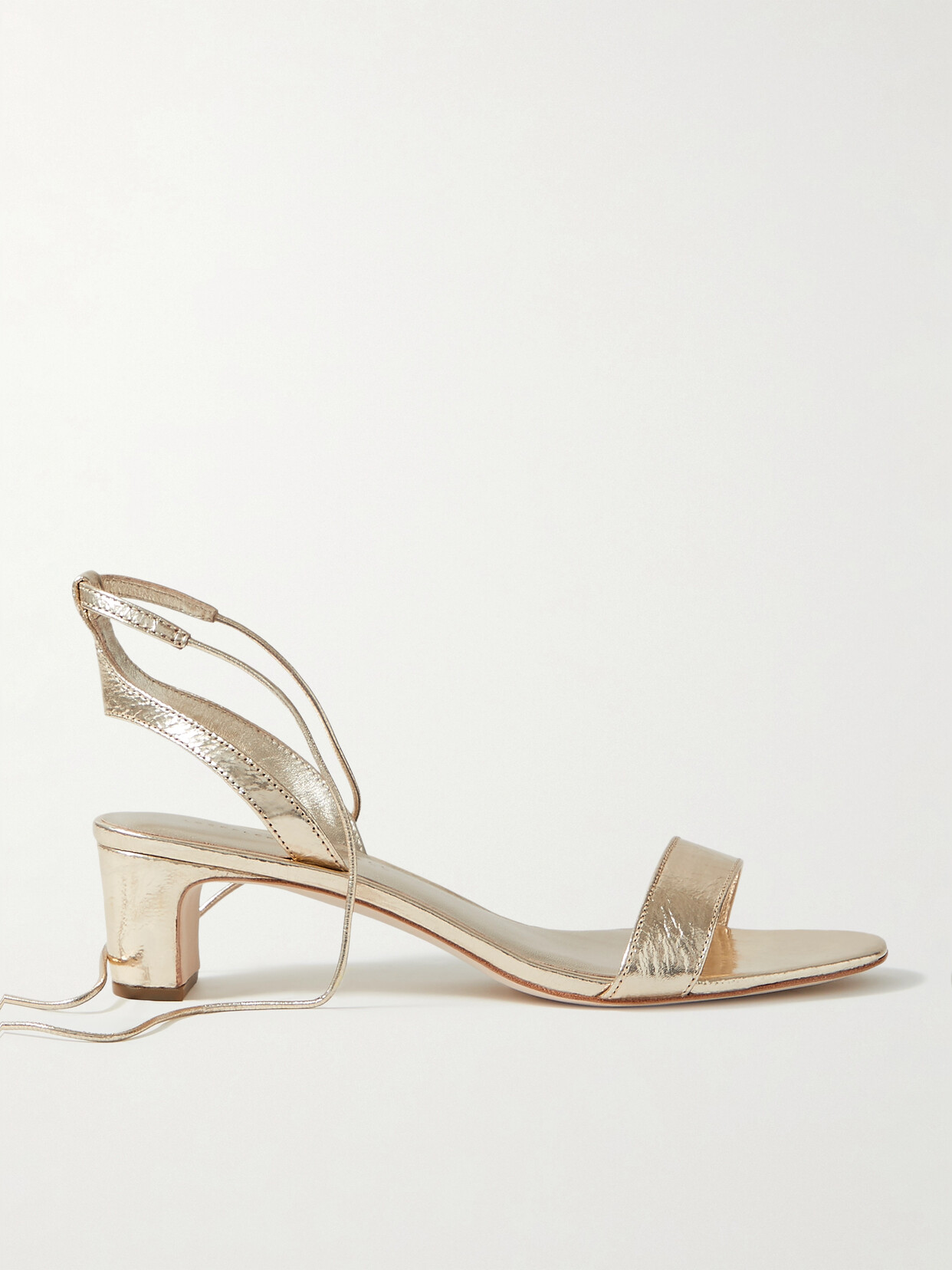 + Net Sustain Jackie Metallic Crinkled-Leather Sandals