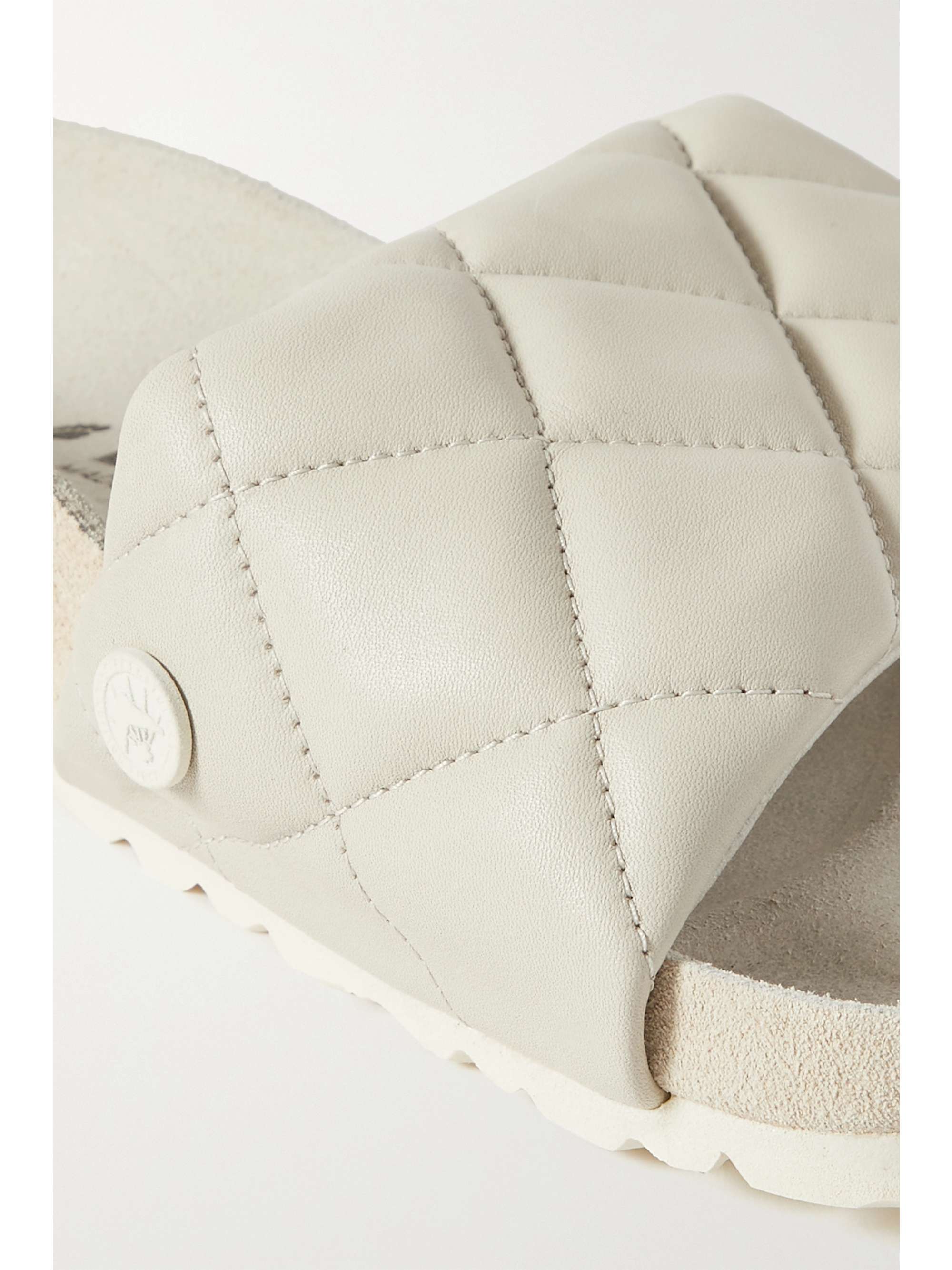 Cream Sylt suede-trimmed quilted leather slides | BIRKENSTOCK 1774 | NET-A-PORTER
