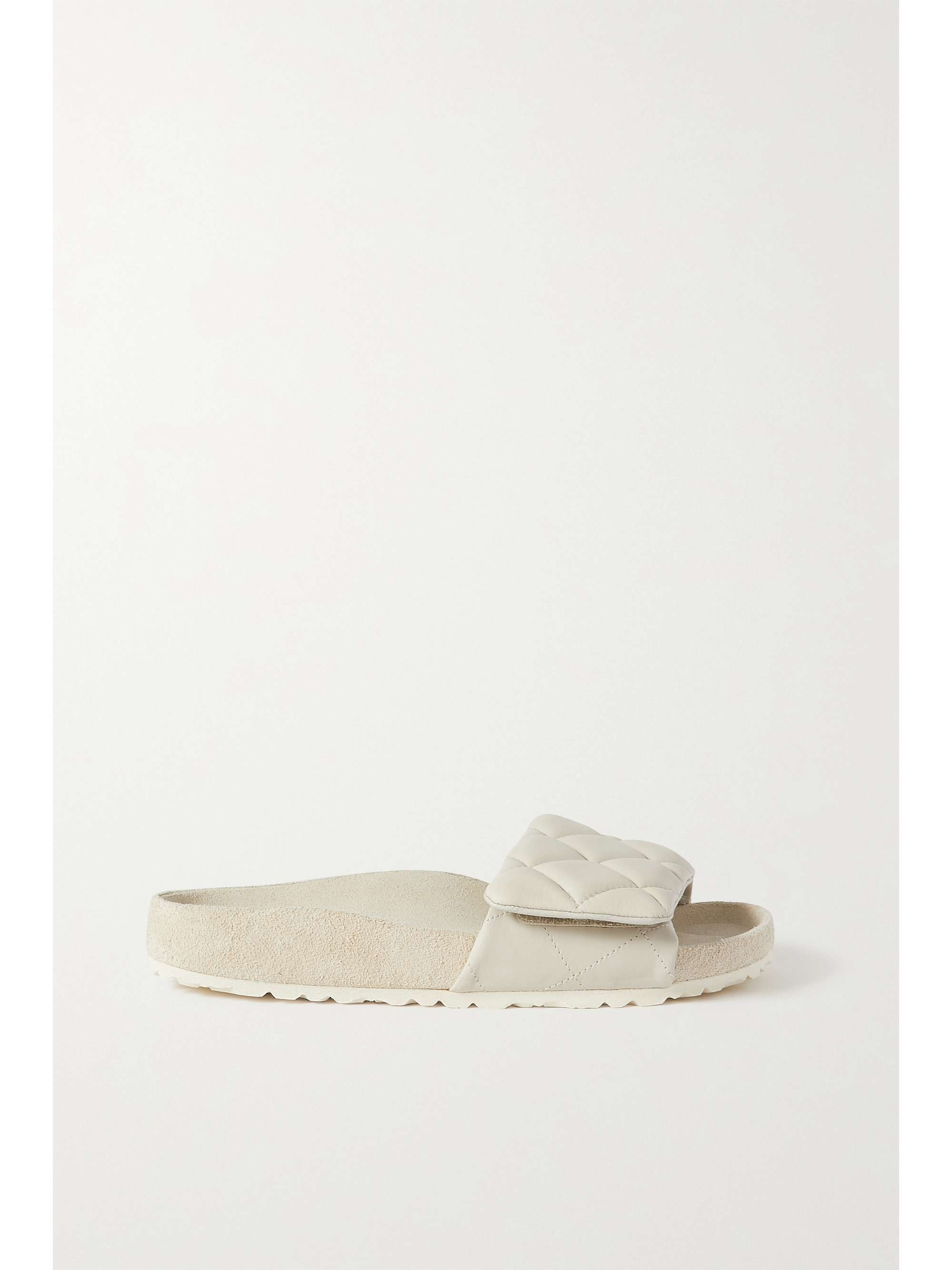 Cream Sylt suede-trimmed quilted leather slides | BIRKENSTOCK 1774 | NET-A-PORTER