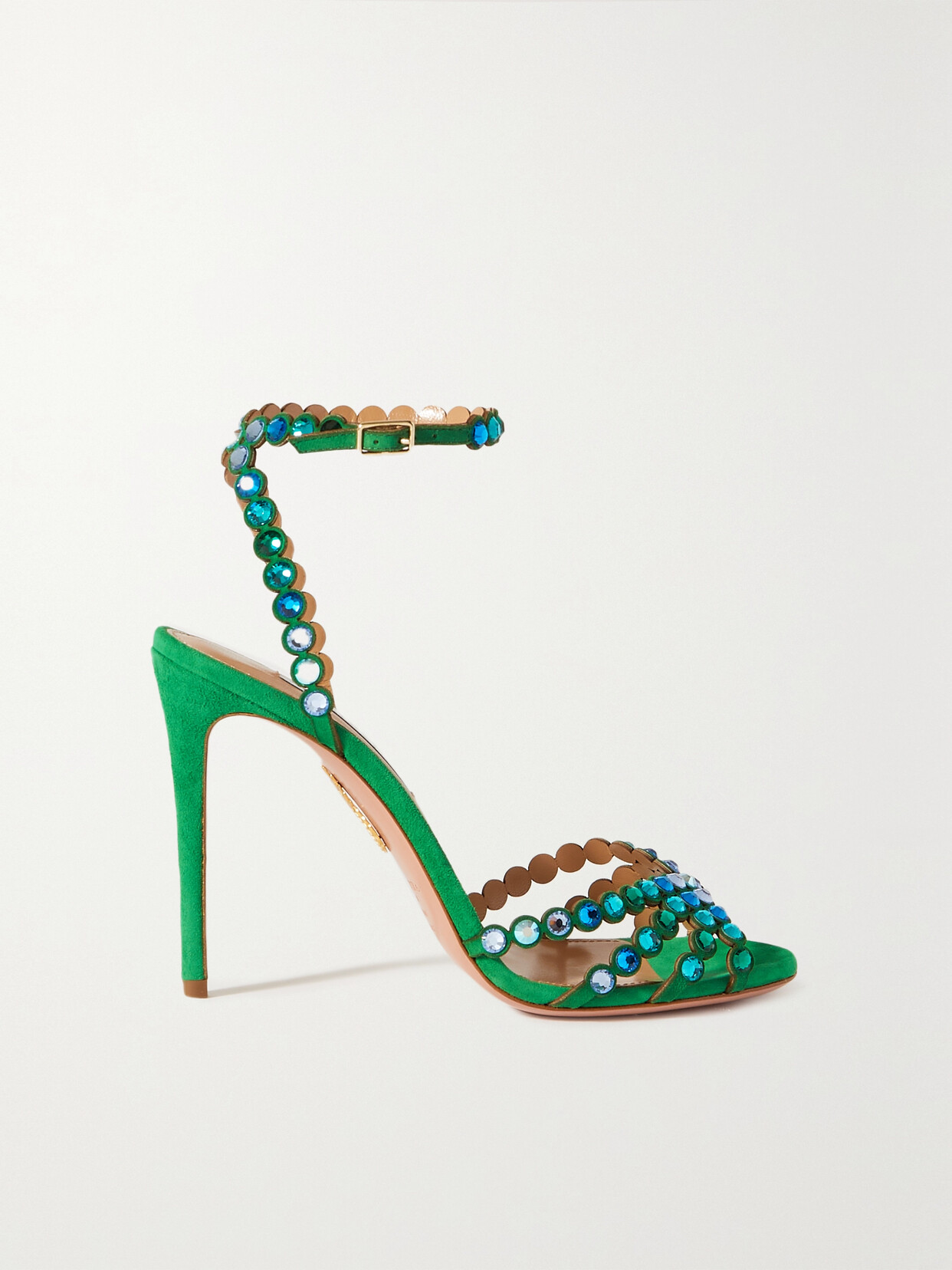 Aquazzura Tequila 105 Crystal-embellished Suede Sandals