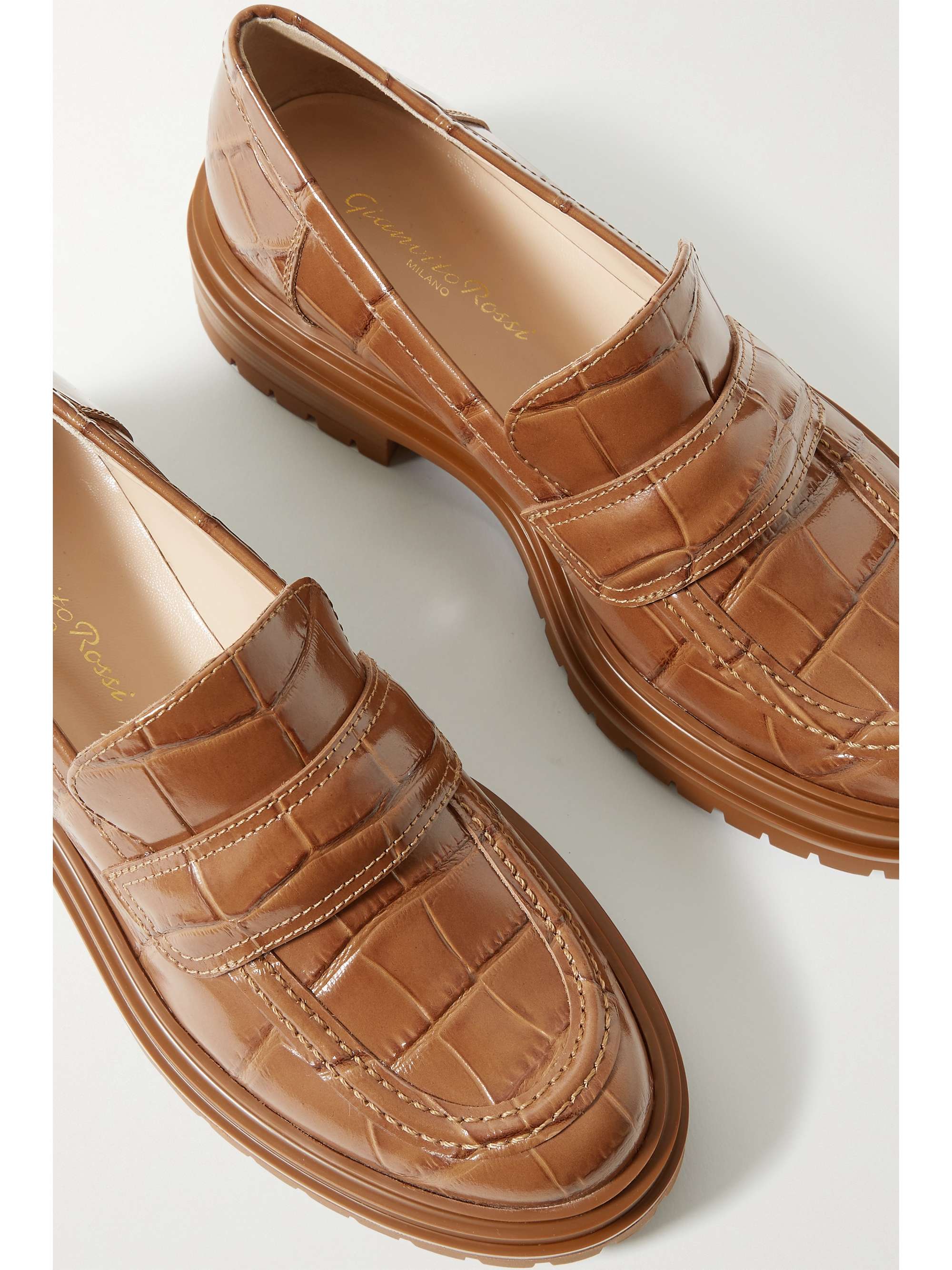 GIANVITO ROSSI Argo croc-effect leather loafers