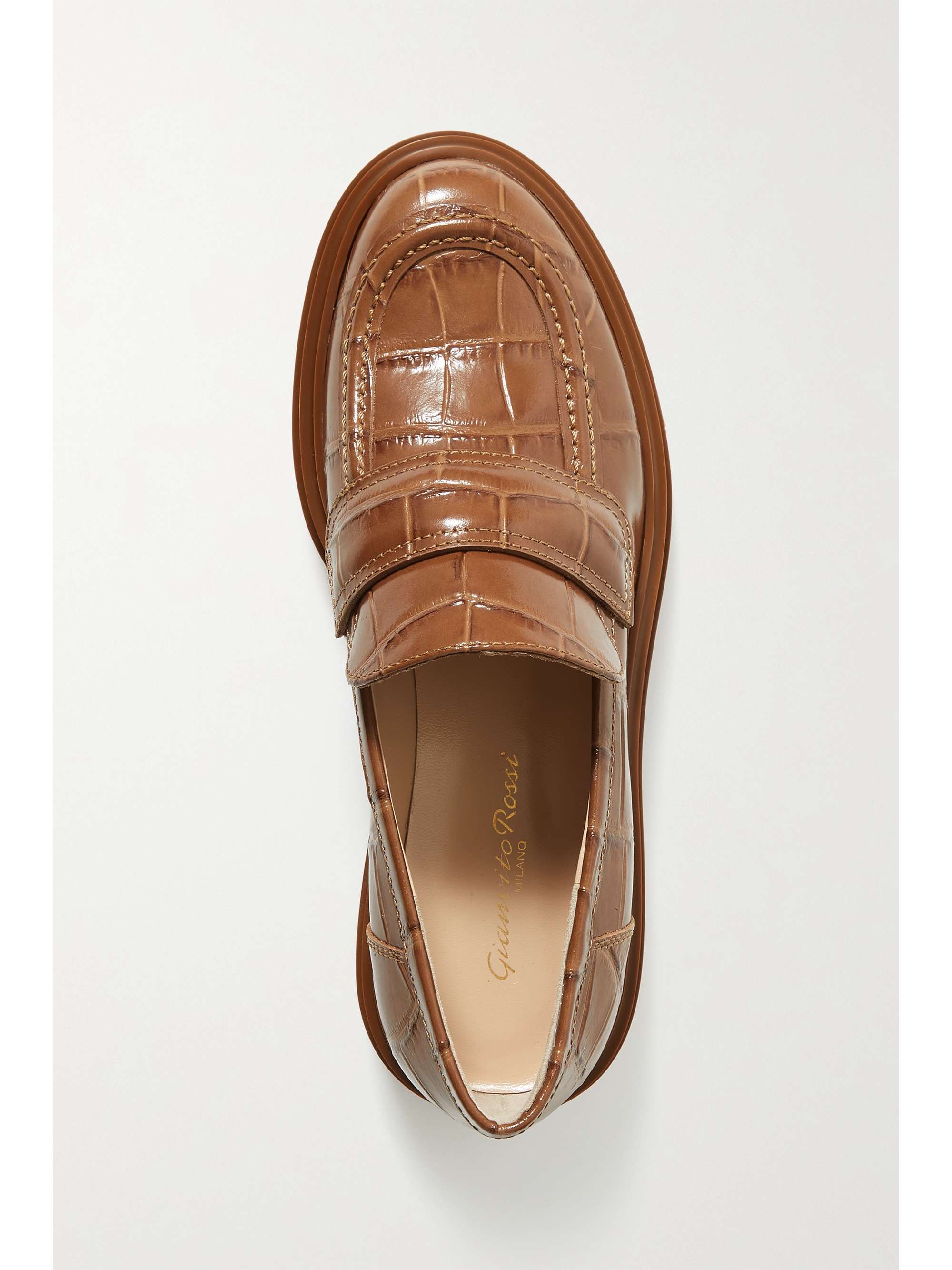 GIANVITO ROSSI Argo croc-effect leather loafers