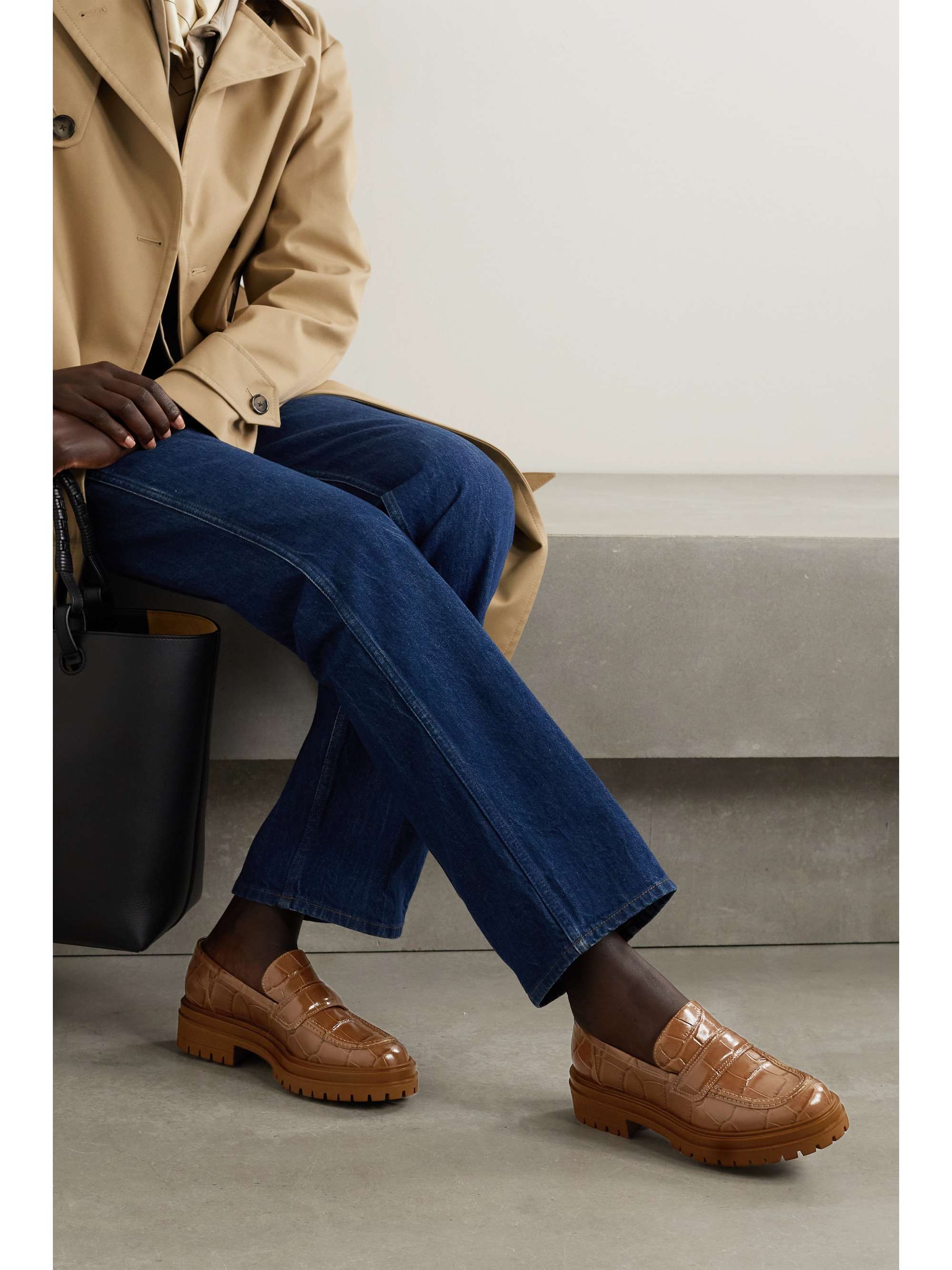 GIANVITO ROSSI Argo croc-effect leather loafers