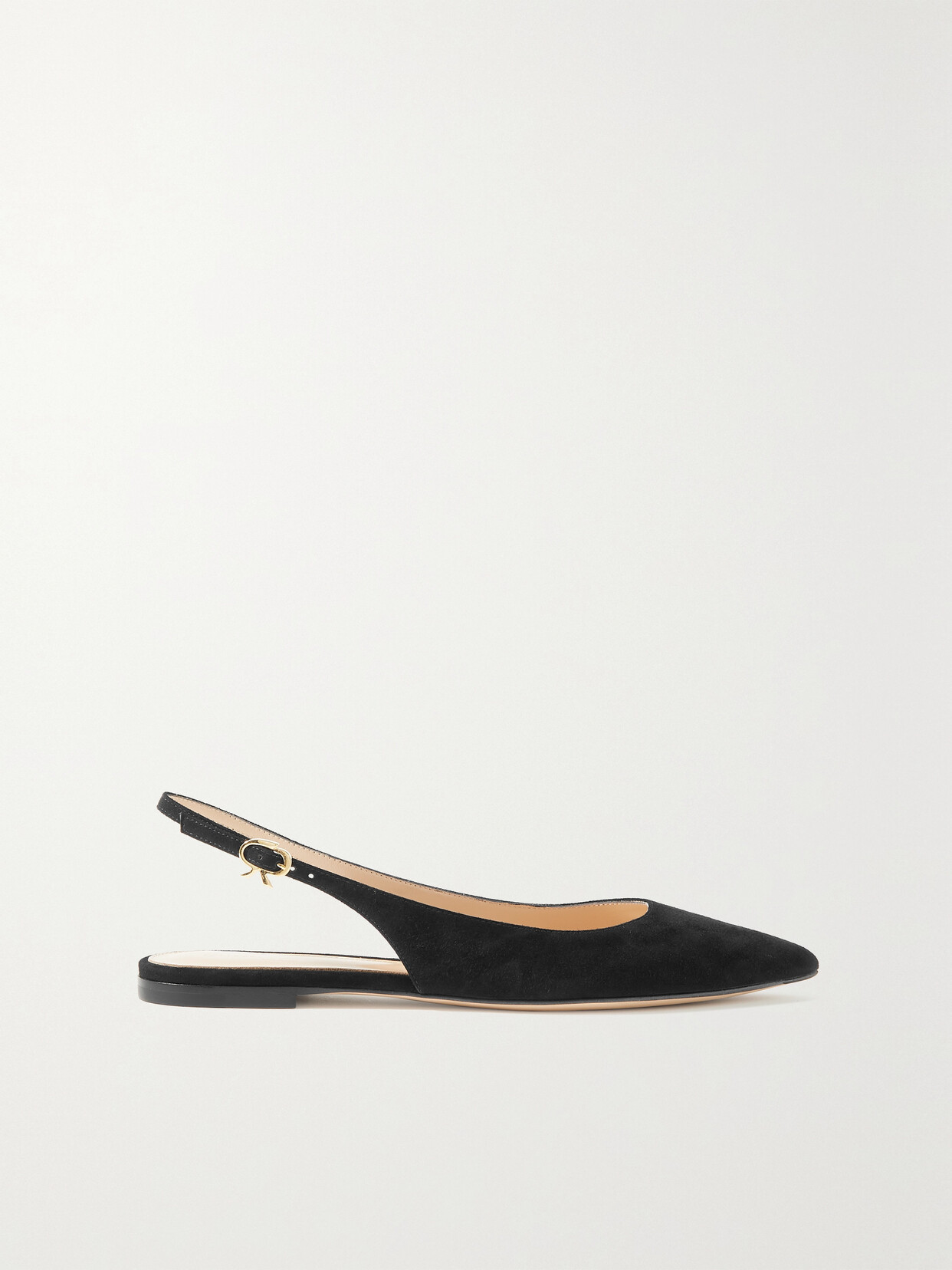 black suede slingback flats