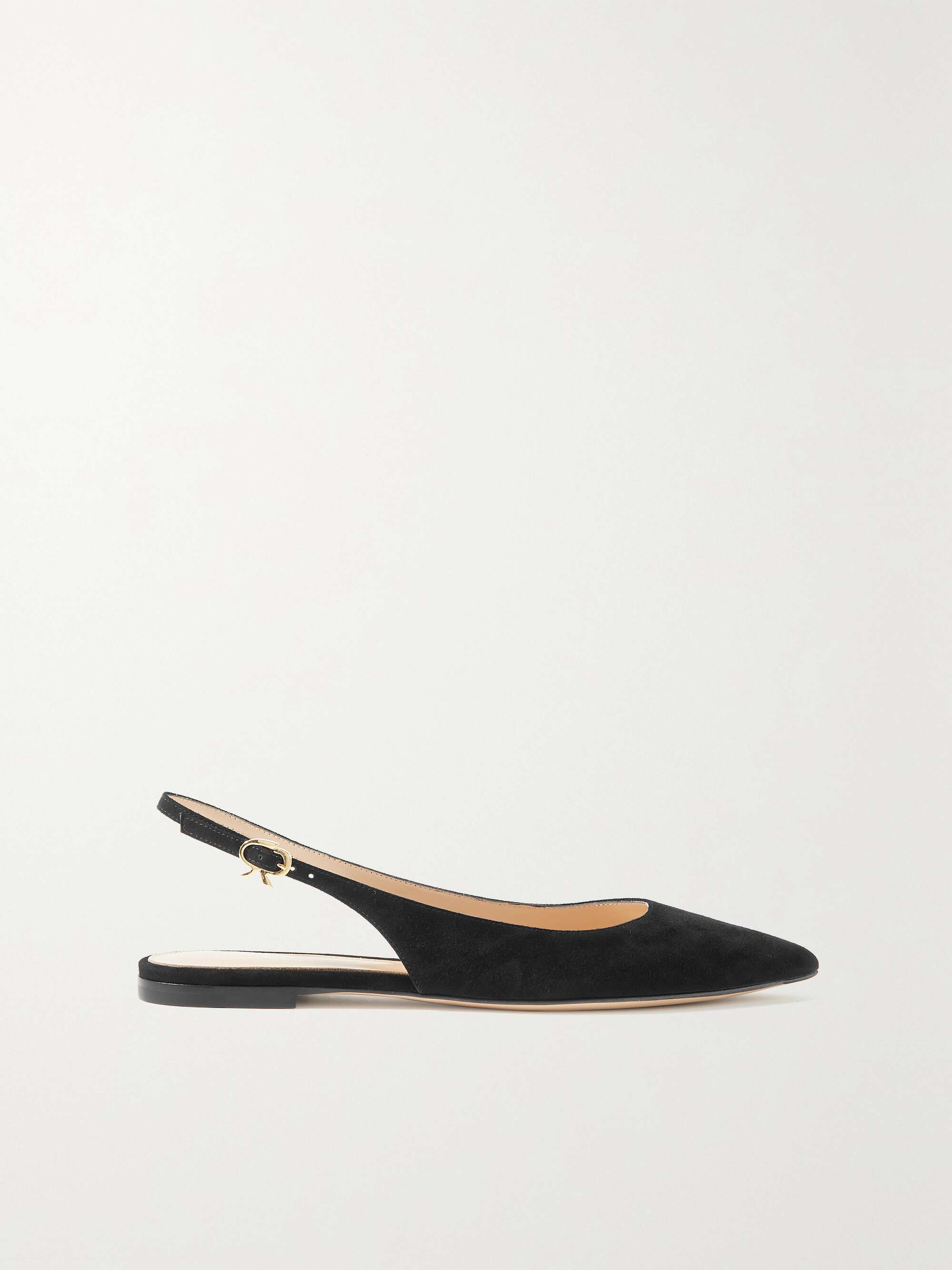 black suede sling backs