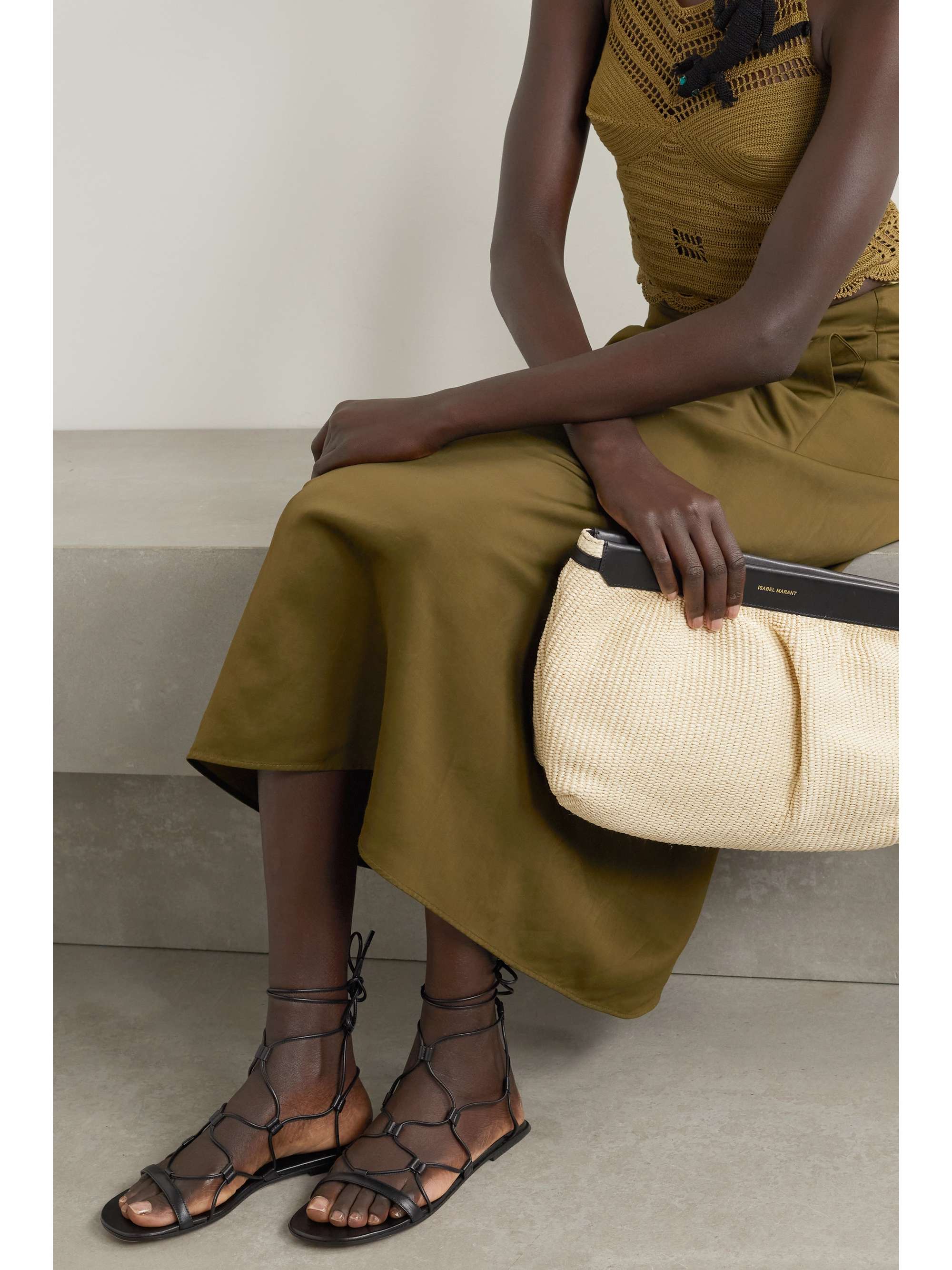 GIANVITO ROSSI Giza lace-up leather sandals