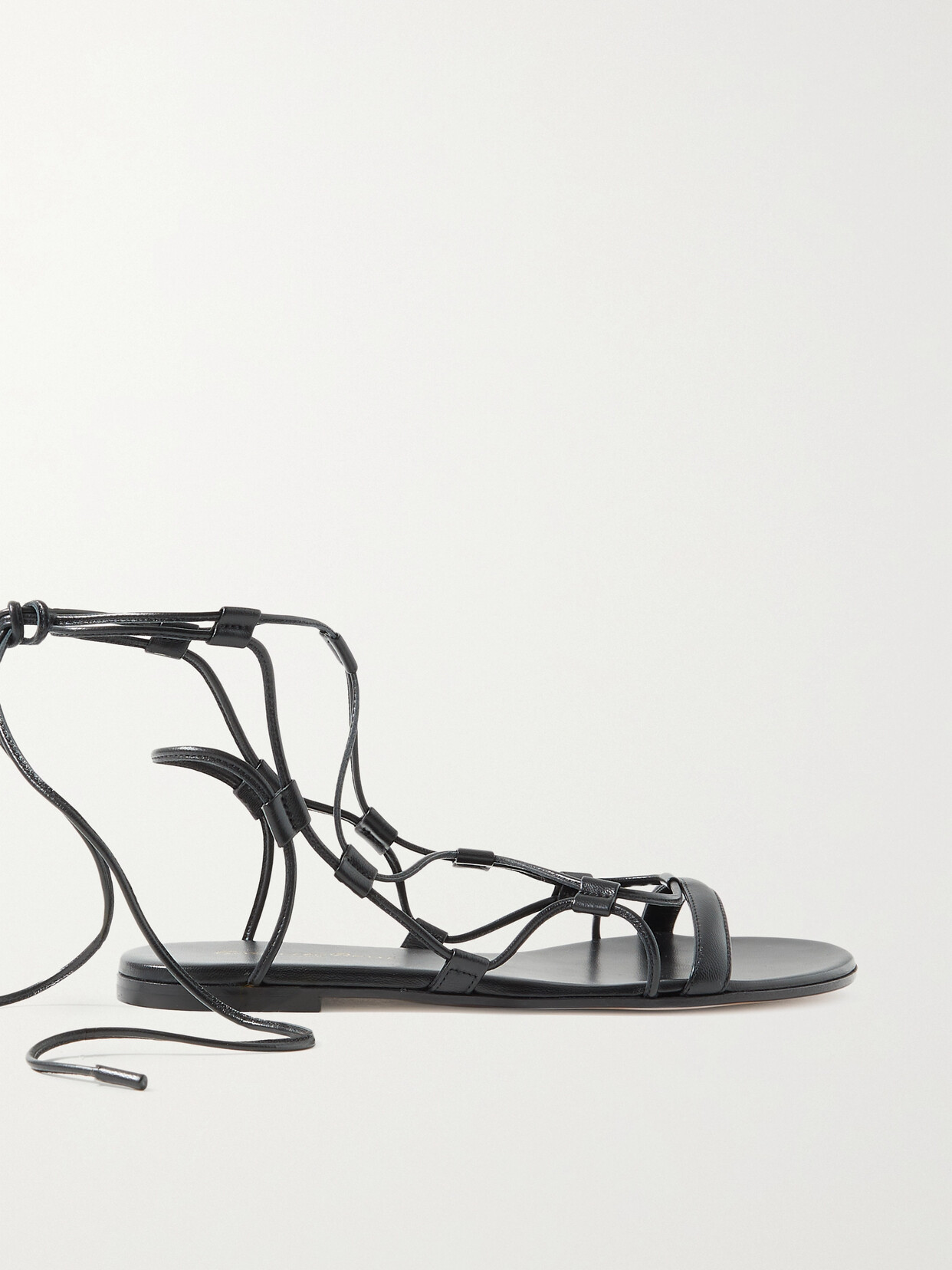 Gianvito Rossi Giza Lace-up Leather Sandals In Black