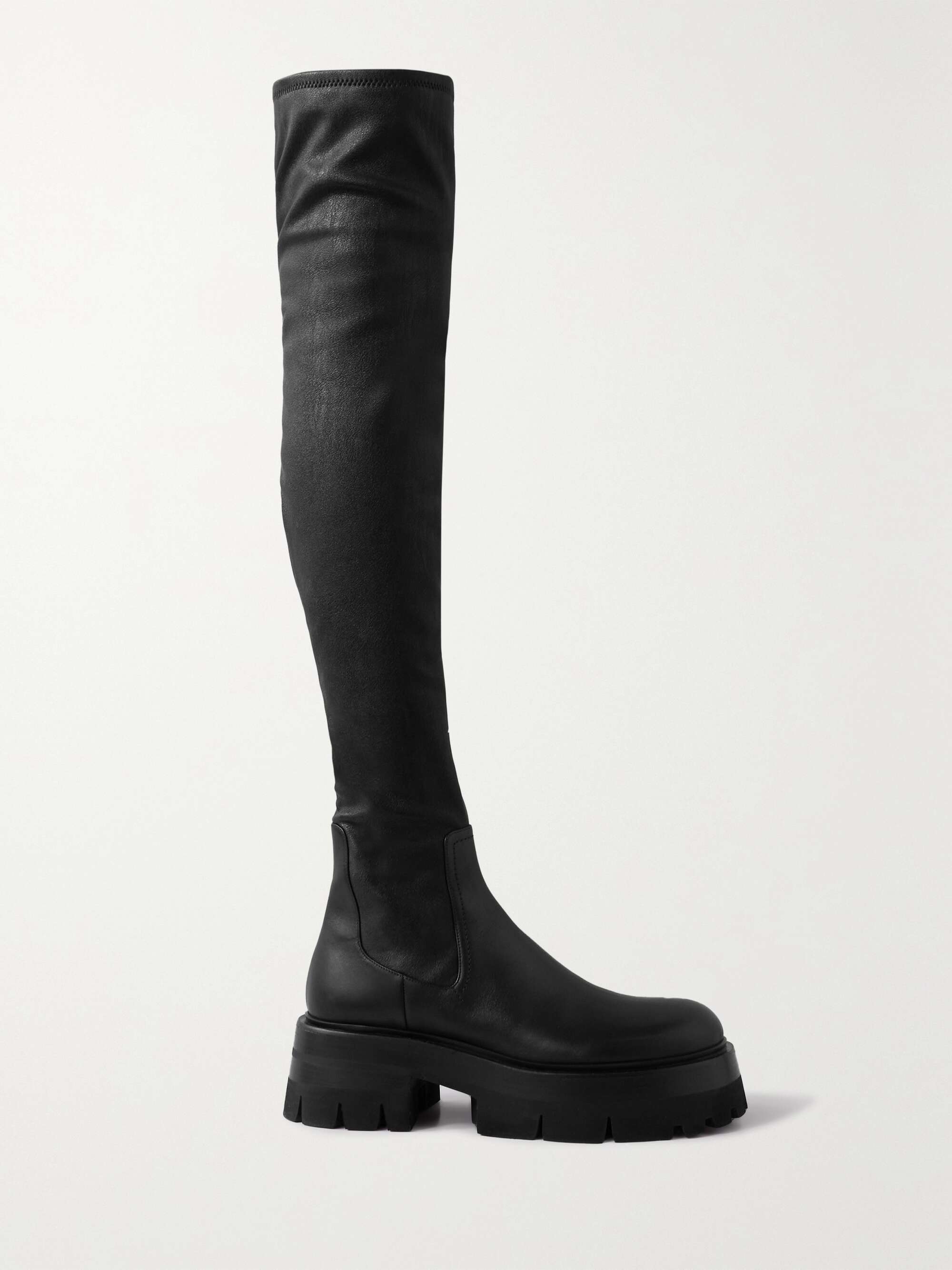 black stretch knee boots