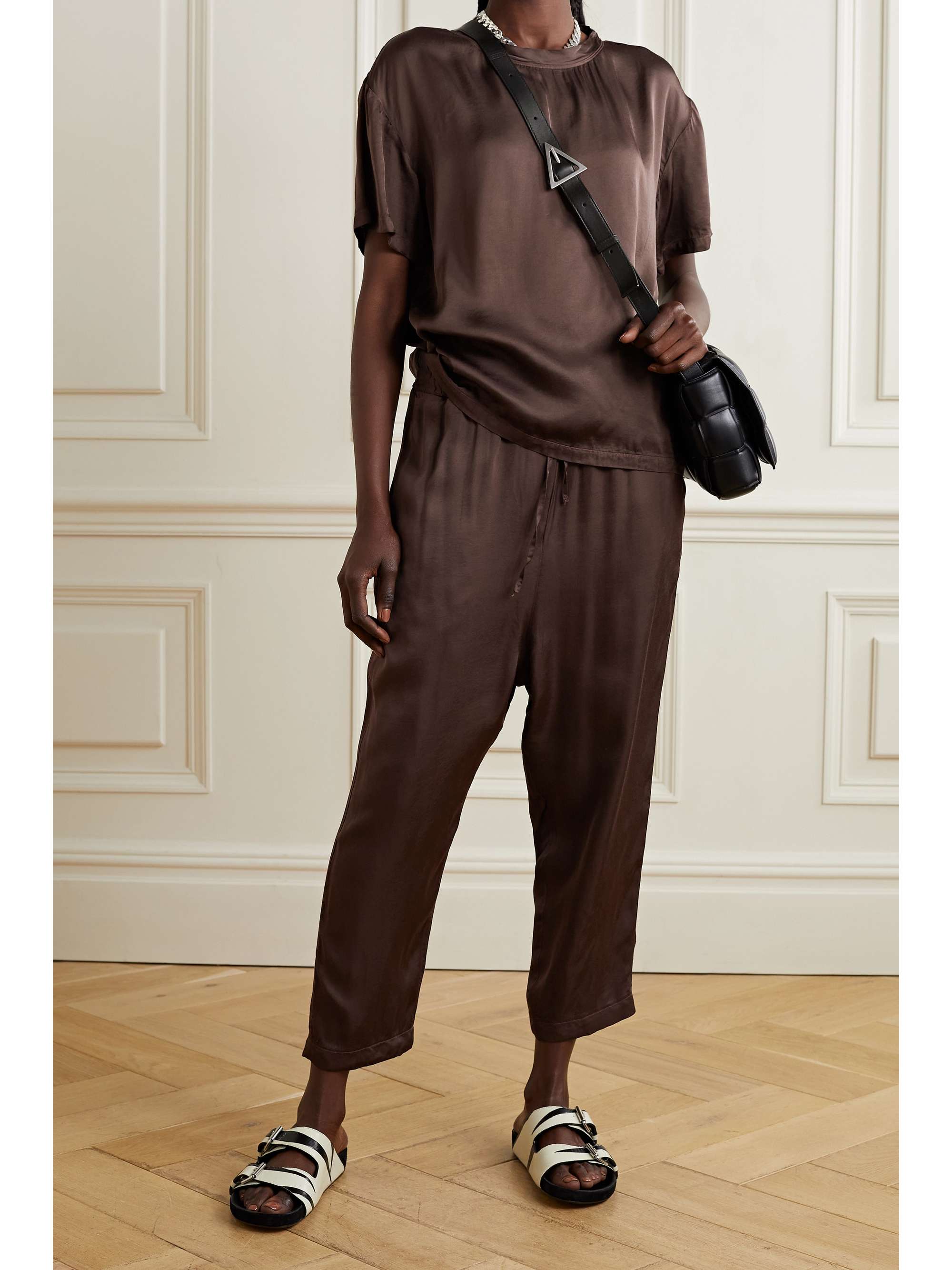 NILI LOTAN Brady satin T-shirt