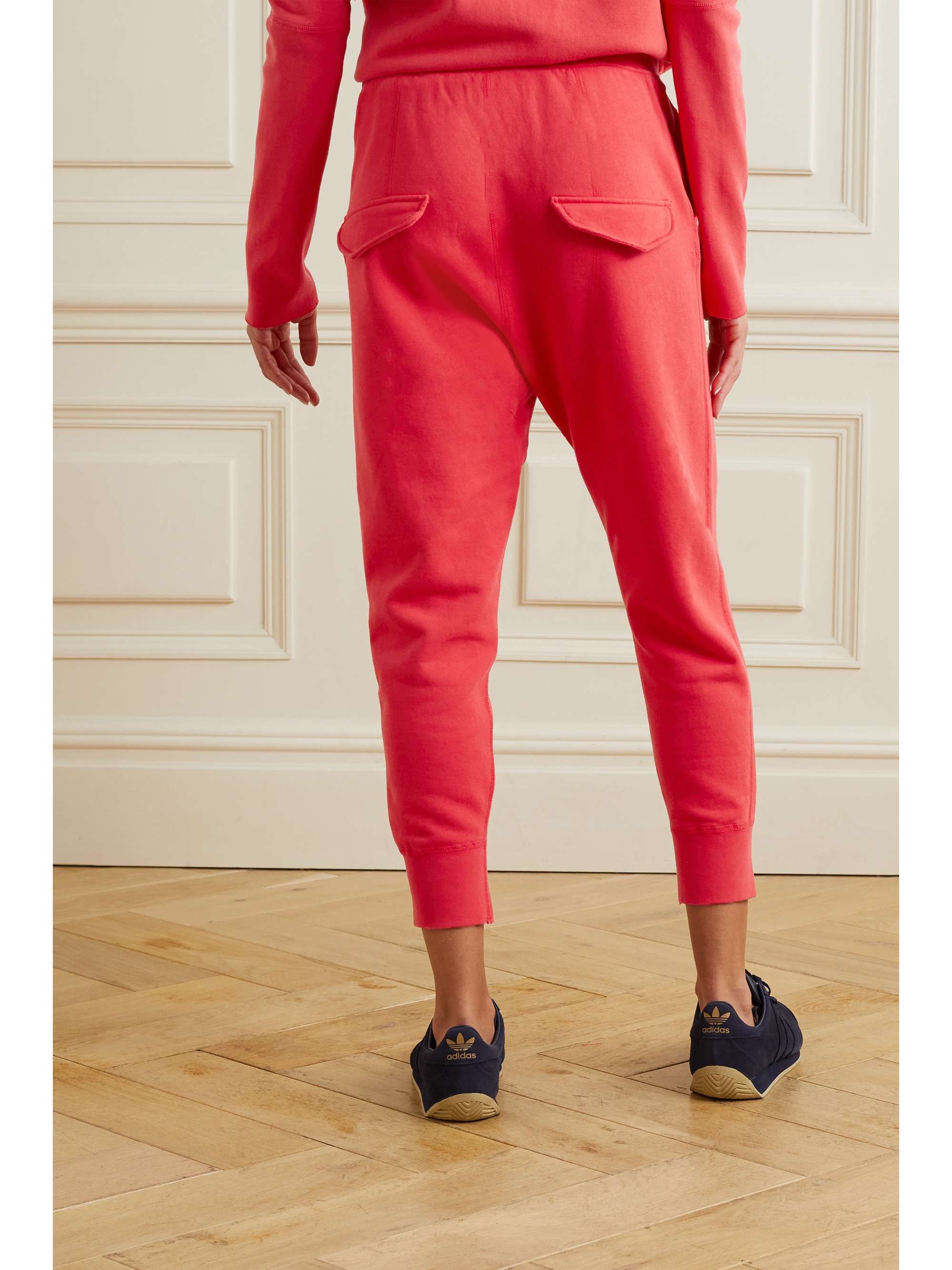 Red Nolan cropped cotton-jersey track 