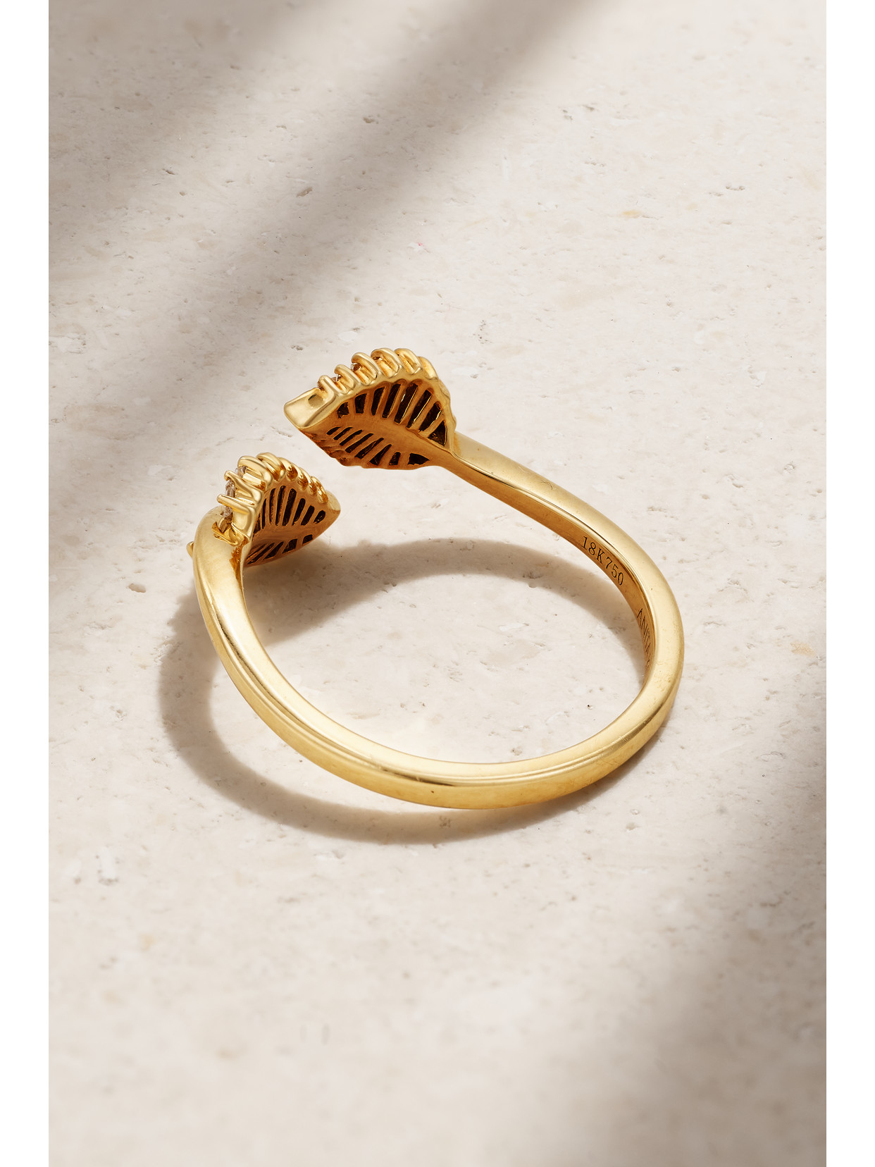Anita Ko Small Palm Leaf 18-karat Gold Diamond Ring In Gold