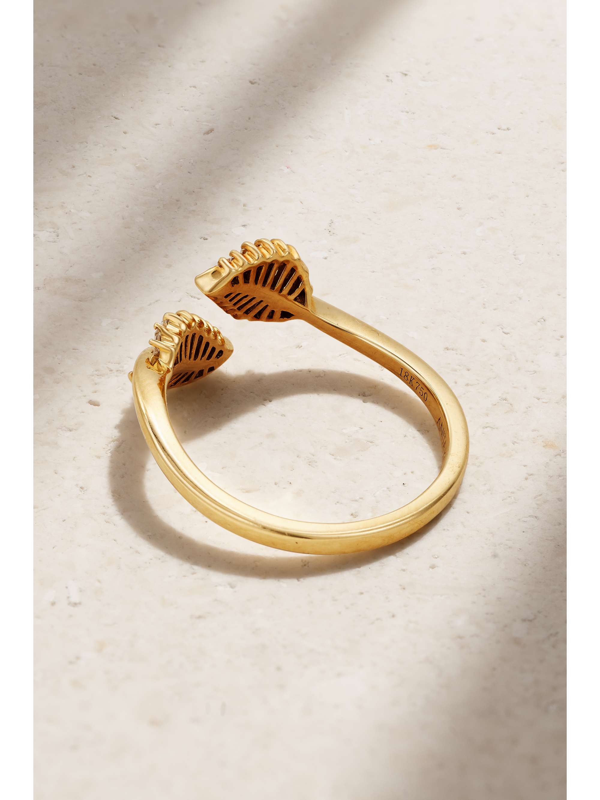 ANITA KO Small Palm Leaf 18-karat white gold diamond ring