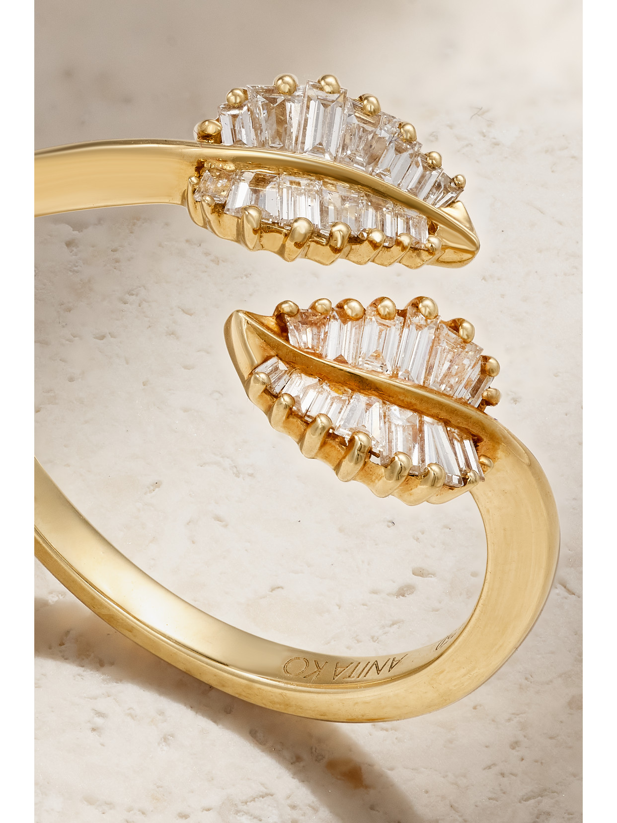 Anita Ko Small Palm Leaf 18-karat Gold Diamond Ring In Gold