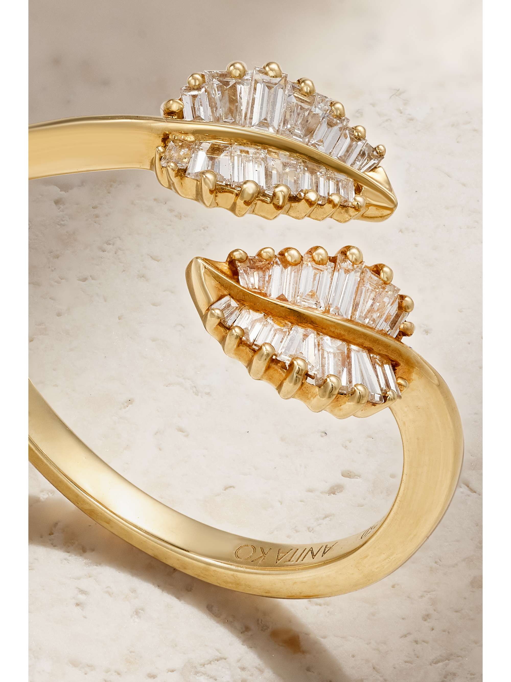 ANITA KO Small Palm Leaf 18-karat white gold diamond ring