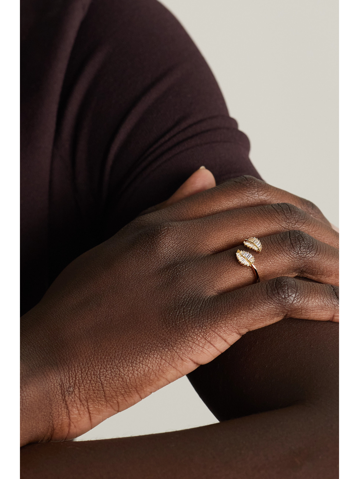 Anita Ko Small Palm Leaf 18-karat Gold Diamond Ring In Gold