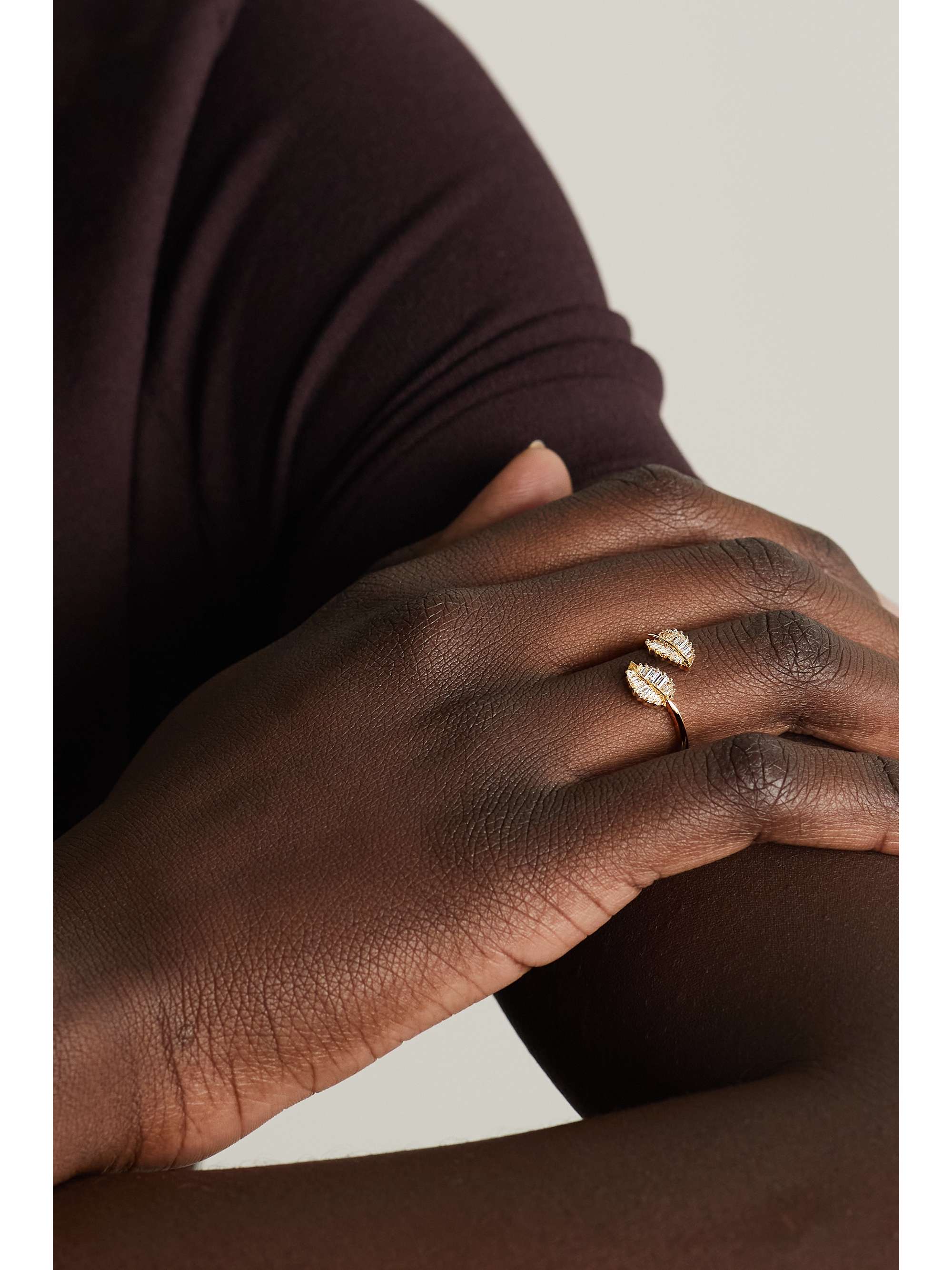 ANITA KO Small Palm Leaf 18-karat white gold diamond ring