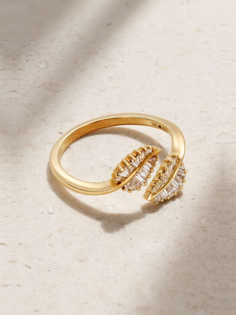 Anita Ko Small Palm Leaf 18-karat Gold Diamond Ring