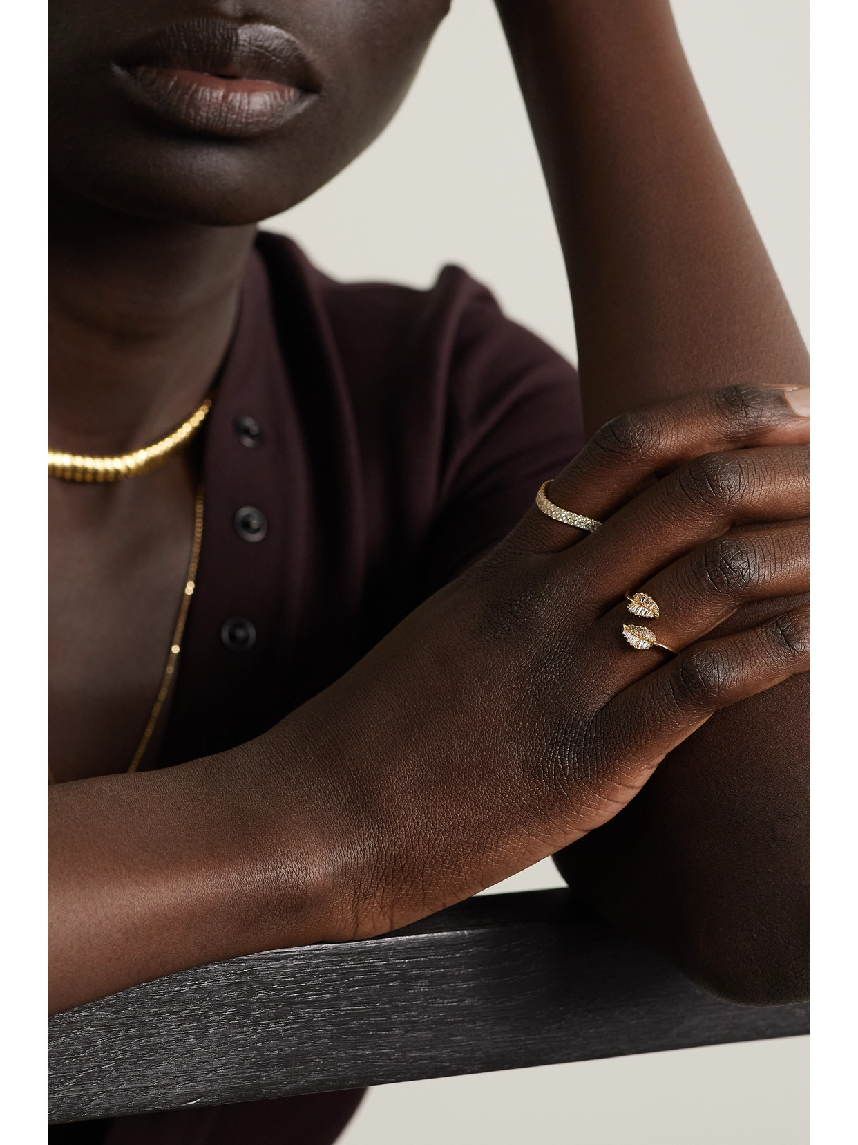 Anita Ko Small Palm Leaf 18-karat Gold Diamond Ring In Gold