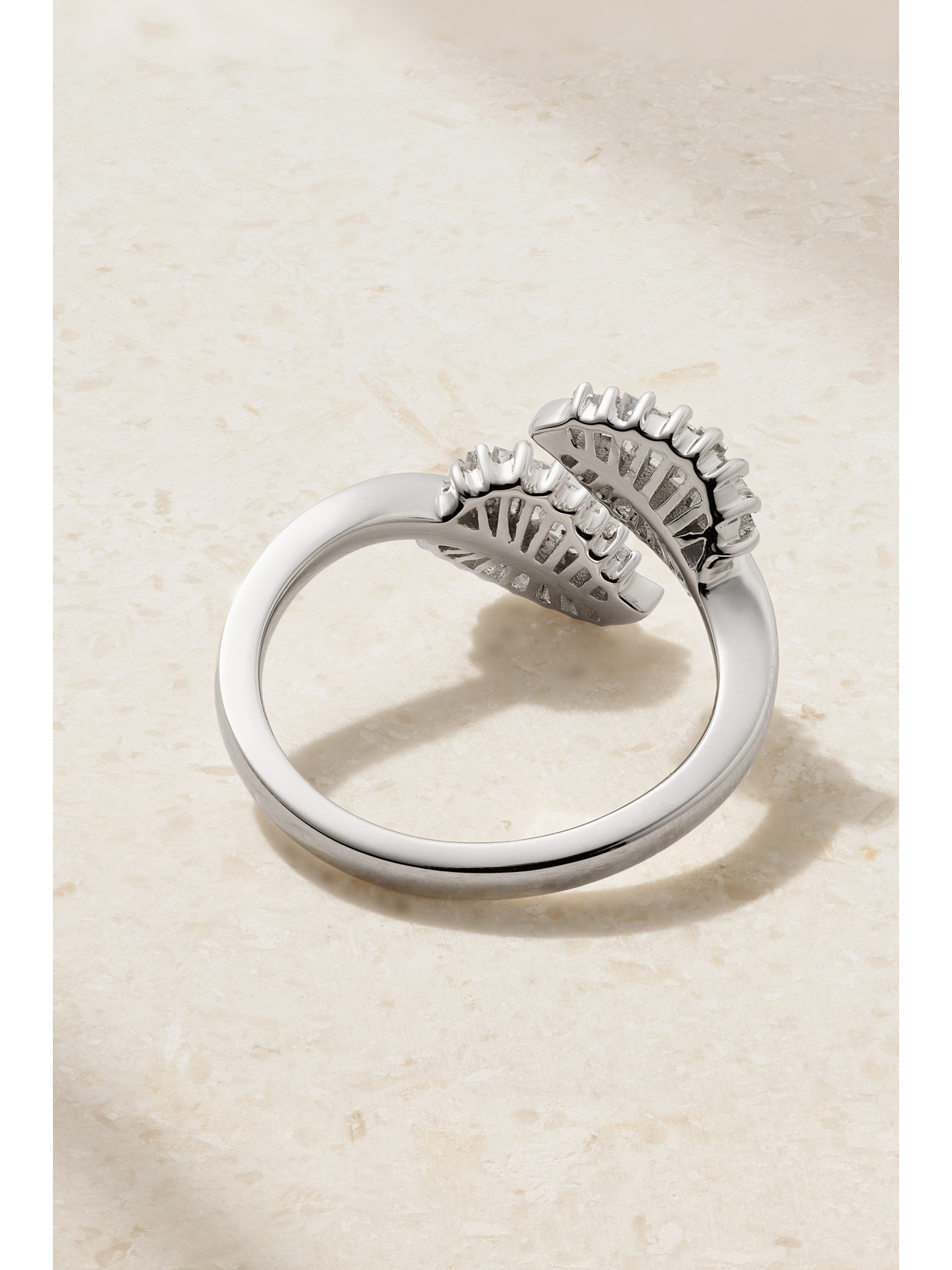 Anita Ko Small Palm Leaf 18-karat White Gold Diamond Ring In Gold