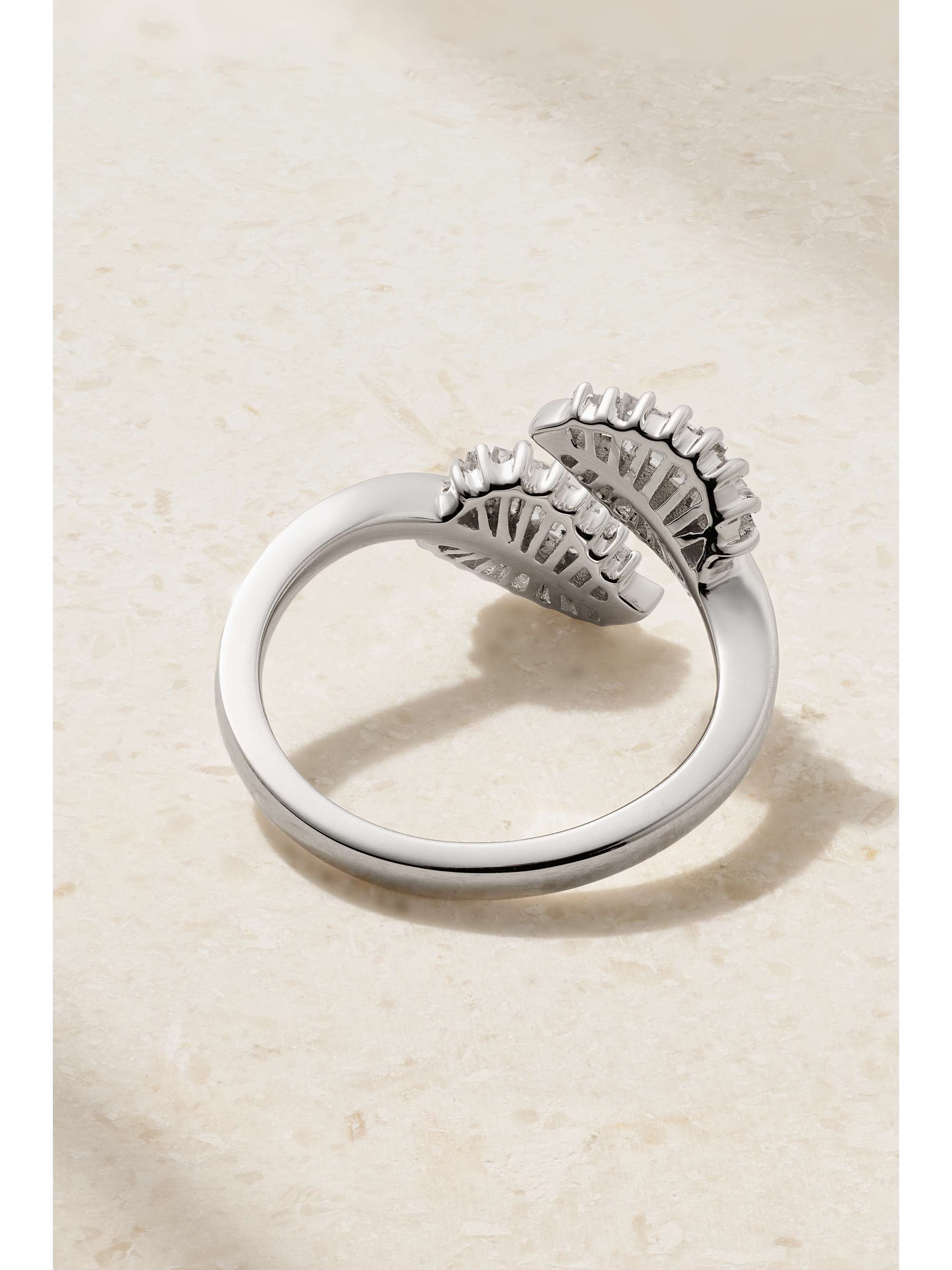 ANITA KO Small Palm Leaf 18-karat white gold diamond ring