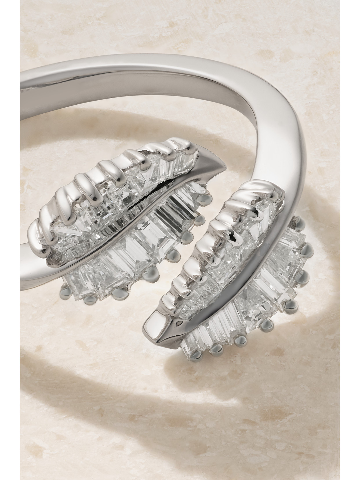 Anita Ko Small Palm Leaf 18-karat White Gold Diamond Ring In Gold