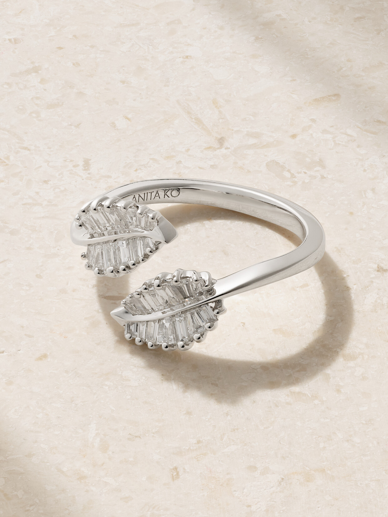 Anita Ko - Small Palm Leaf 18-karat White Gold Diamond Ring - 3