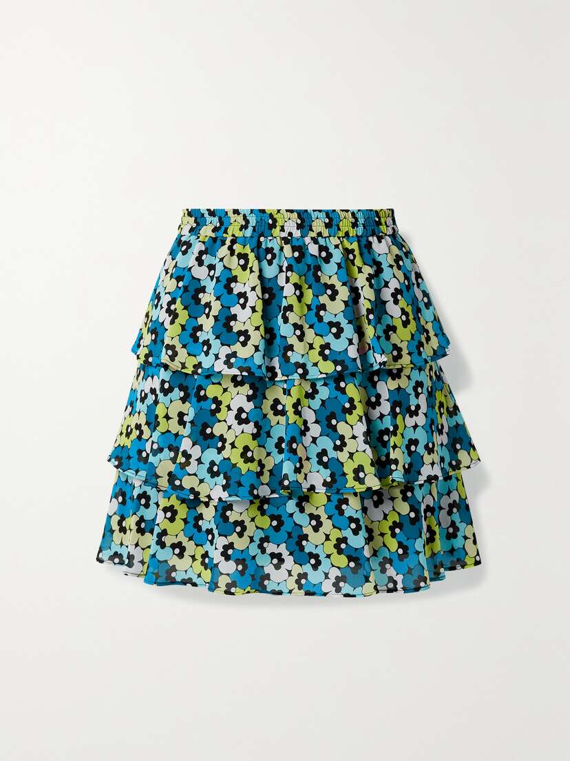 MICHAEL MICHAEL KORS Tiered Floral-print Crepe Mini Skirt