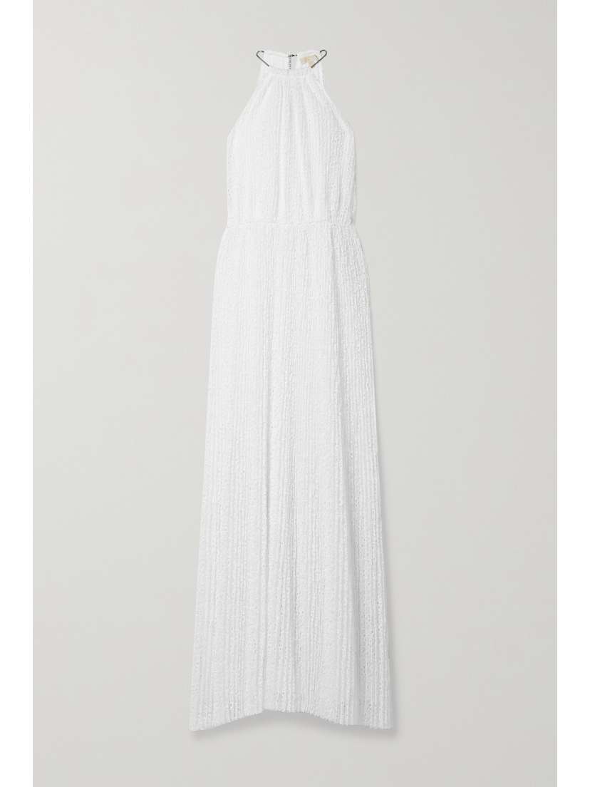 MICHAEL MICHAEL KORS Chain-embellished Pleated Lace Maxi Dress