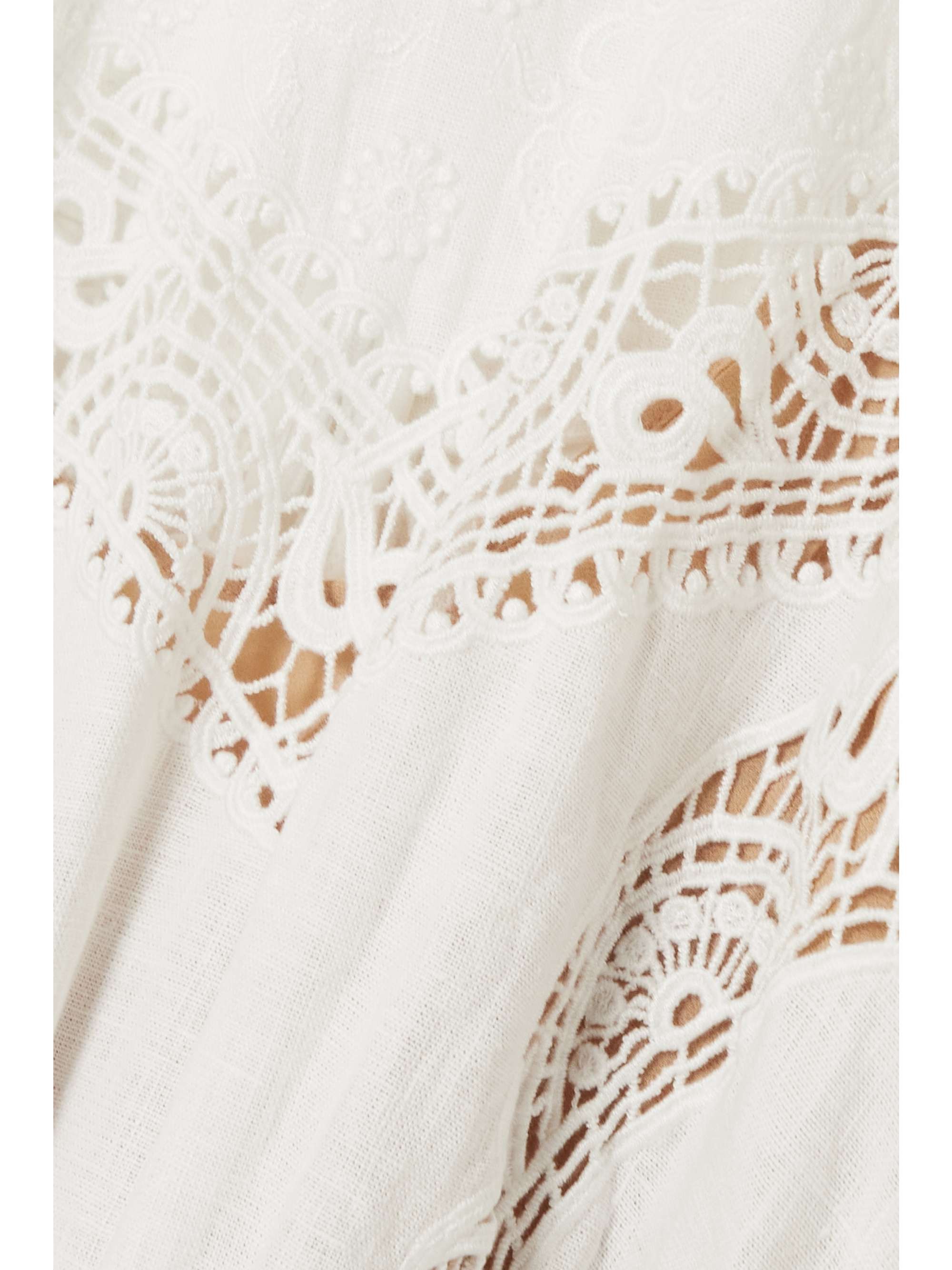 MICHAEL MICHAEL KORS Crochet-trimmed embroidered hemp mini dress