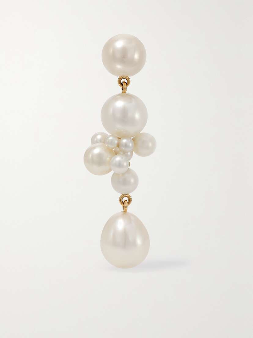 Sophie Bille Brahe Perle Splash 14-karat Gold Pearl Single Earring