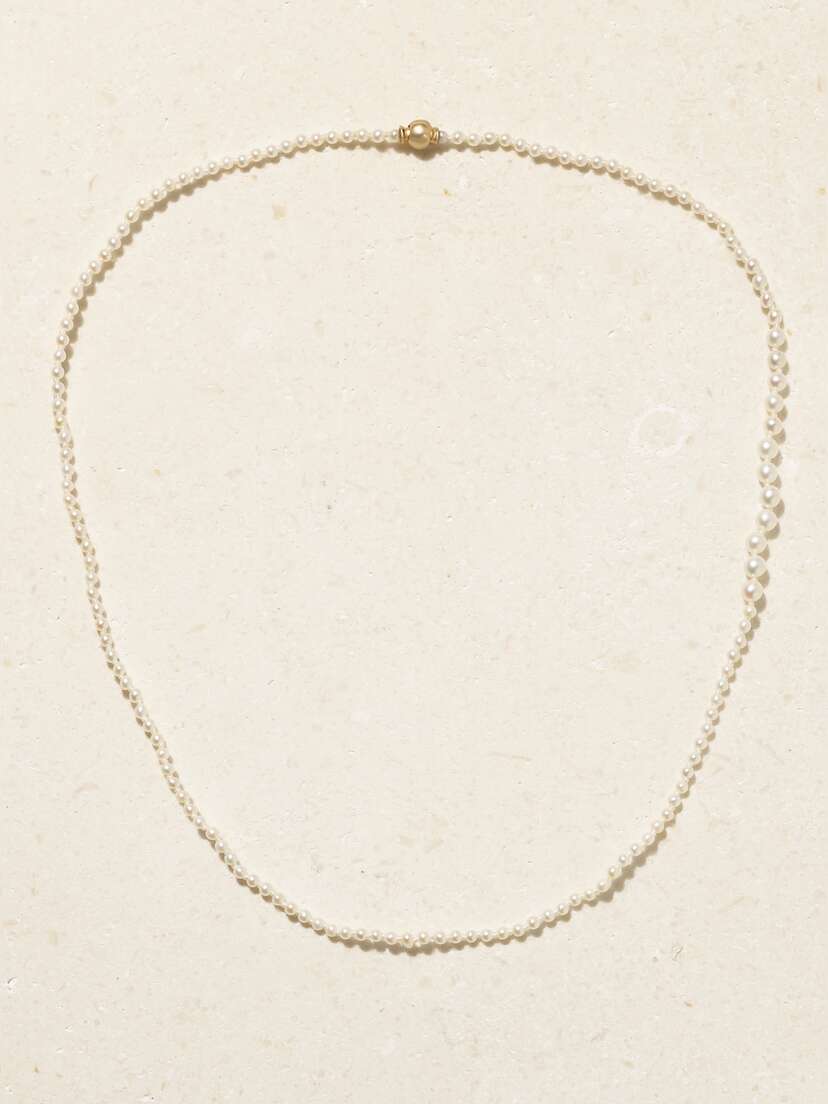 Sophie Bille Brahe Mini Peggy 14-karat Gold Pearl Necklace