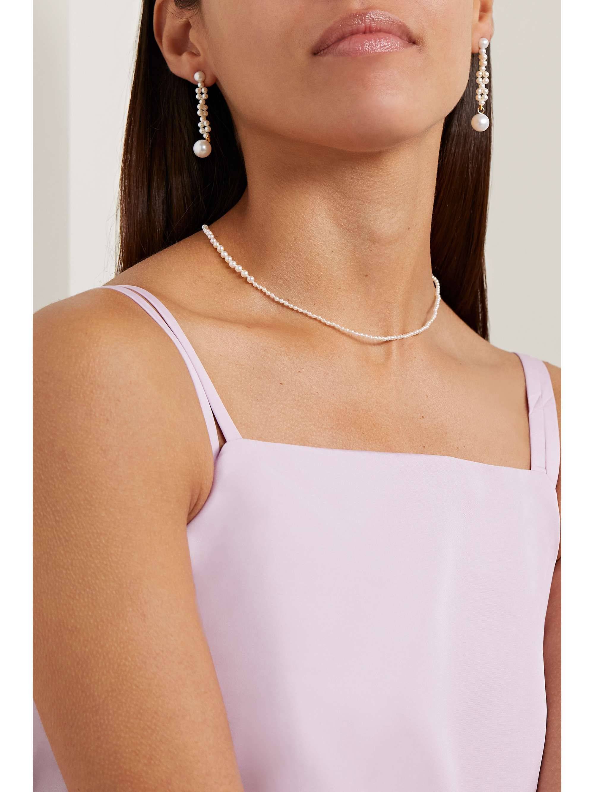 SOPHIE BILLE BRAHE Mini Peggy Perlenkette mit Details aus 14 Karat Gold