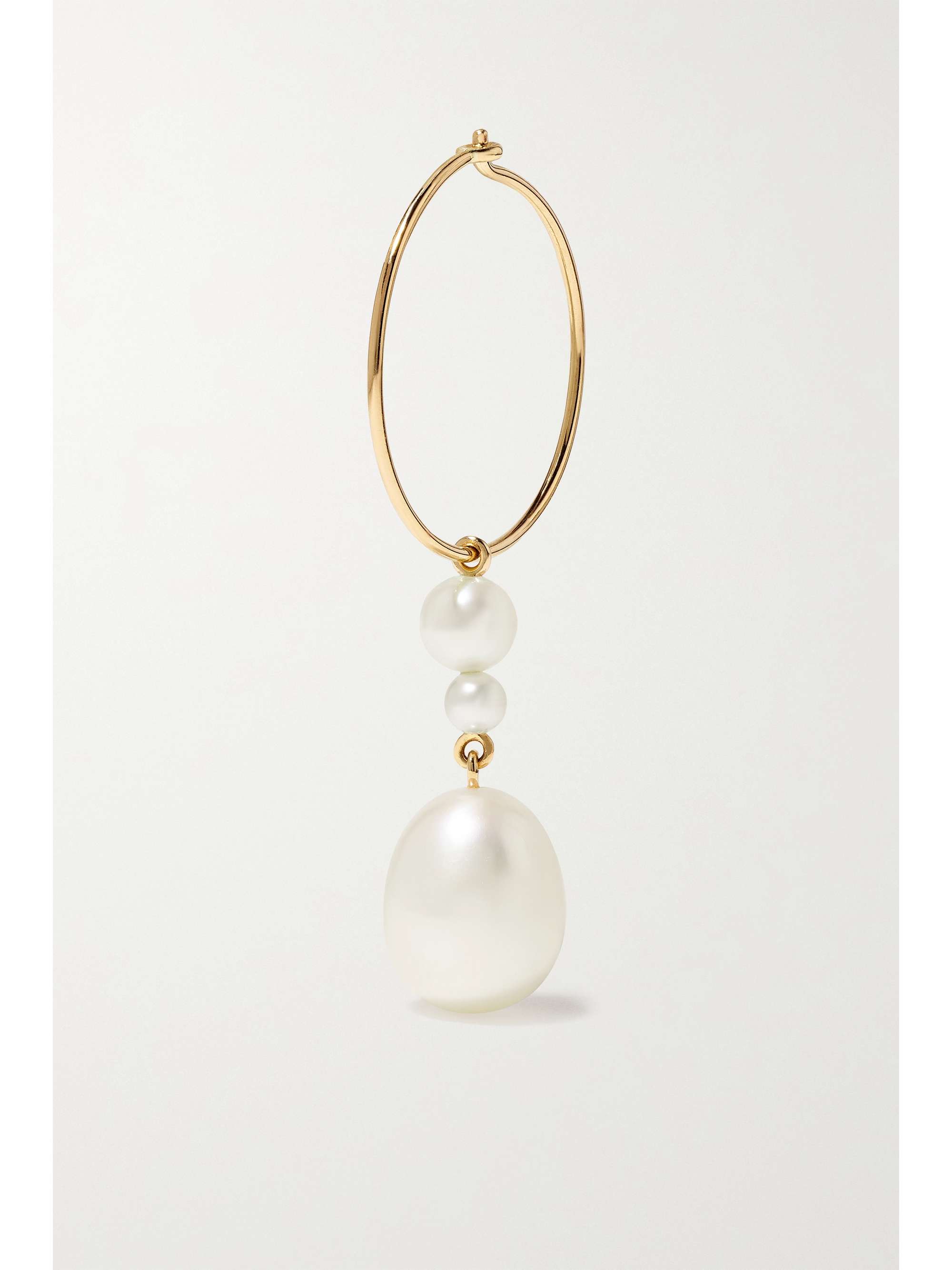 SOPHIE BILLE BRAHE L'Eau 14-karat gold pearl single hoop earring
