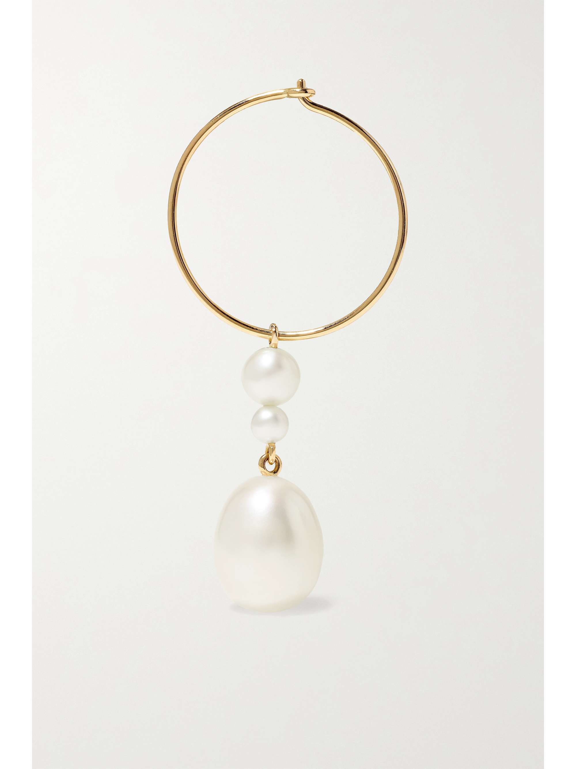 SOPHIE BILLE BRAHE L'Eau 14-karat gold pearl single hoop earring