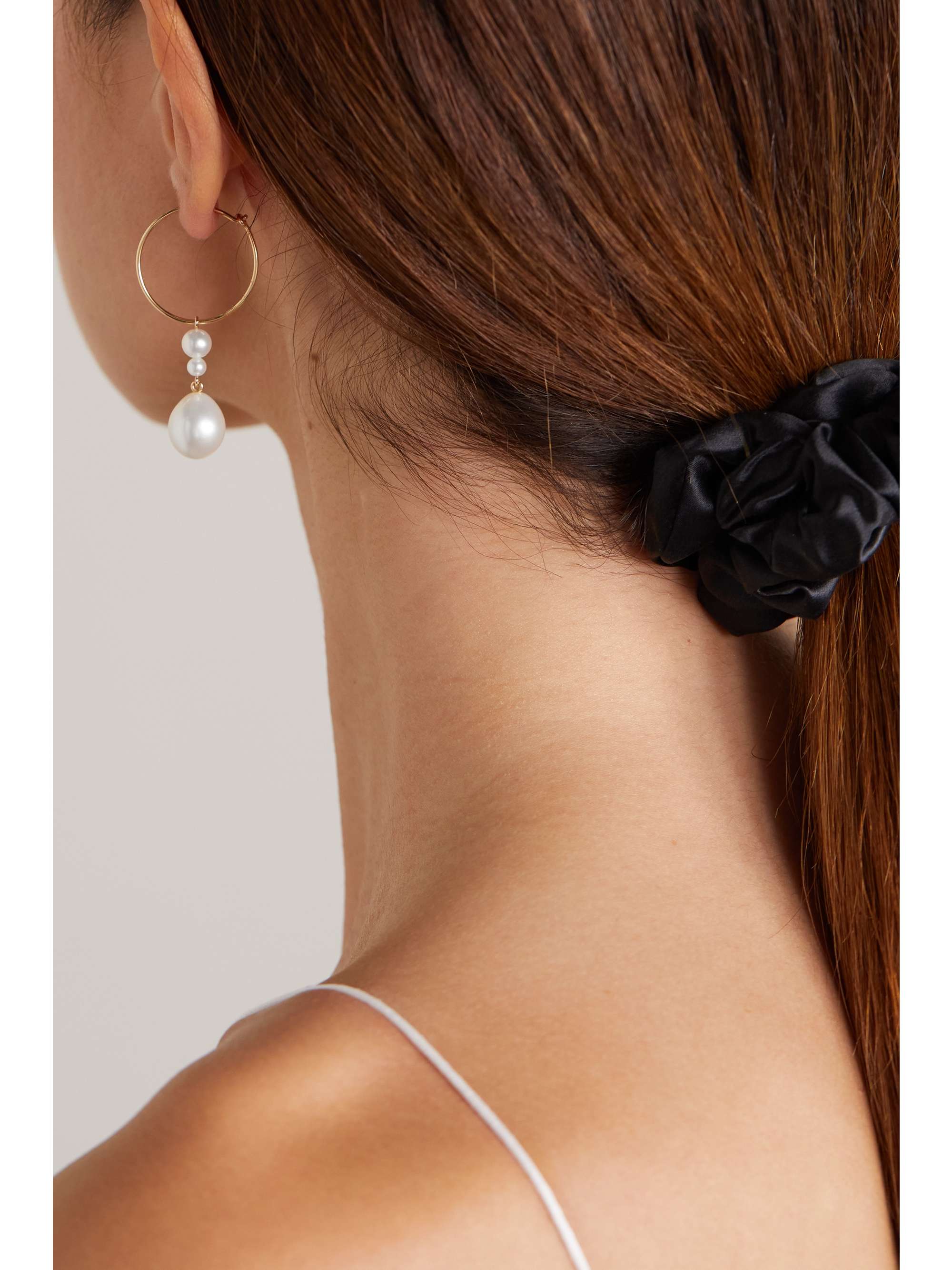 SOPHIE BILLE BRAHE L'Eau 14-karat gold pearl single hoop earring