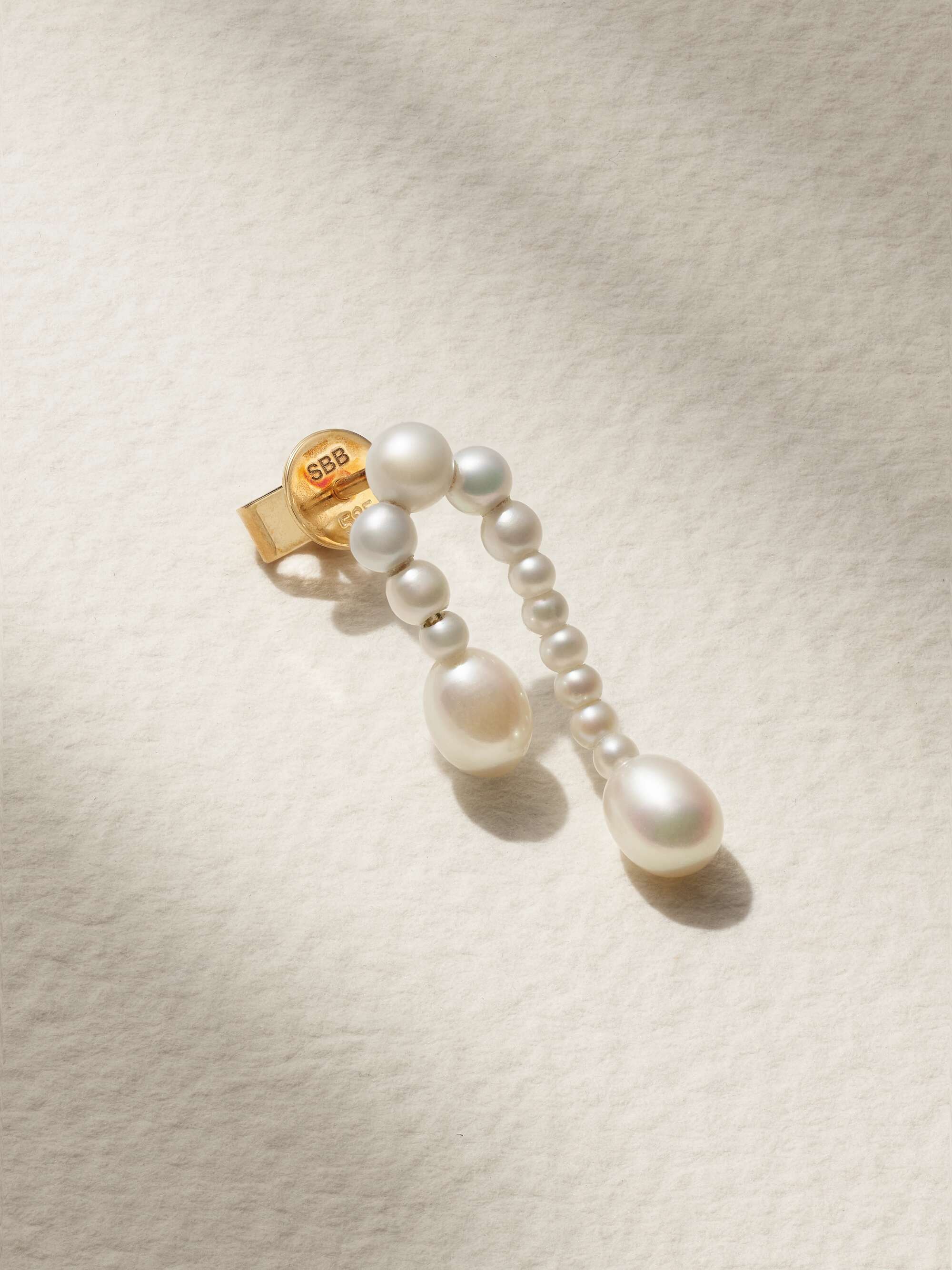 SOPHIE BILLE BRAHE Petite Splash Nuit 14-karat gold pearl single ...