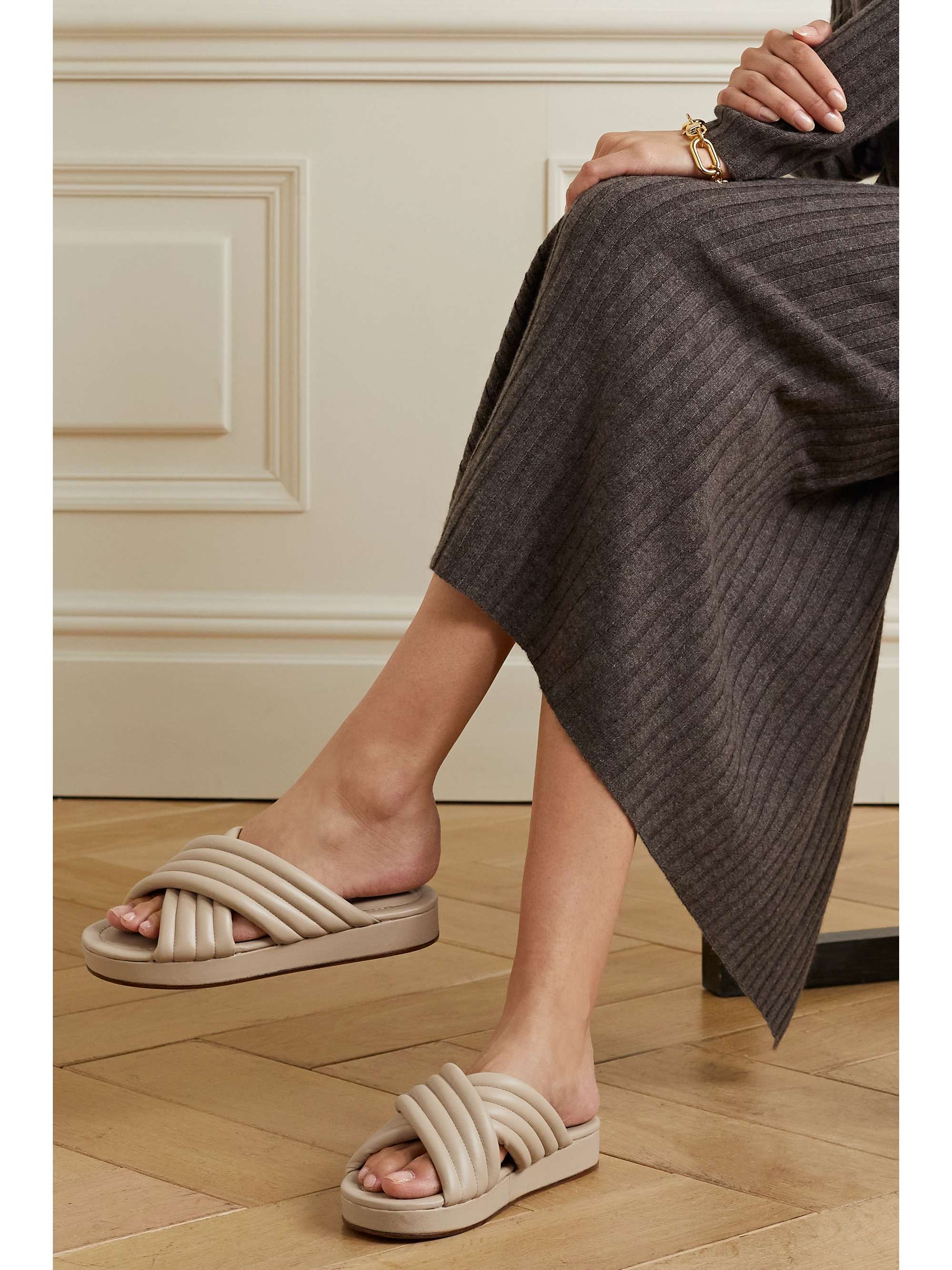 Quilted leather best sale slides