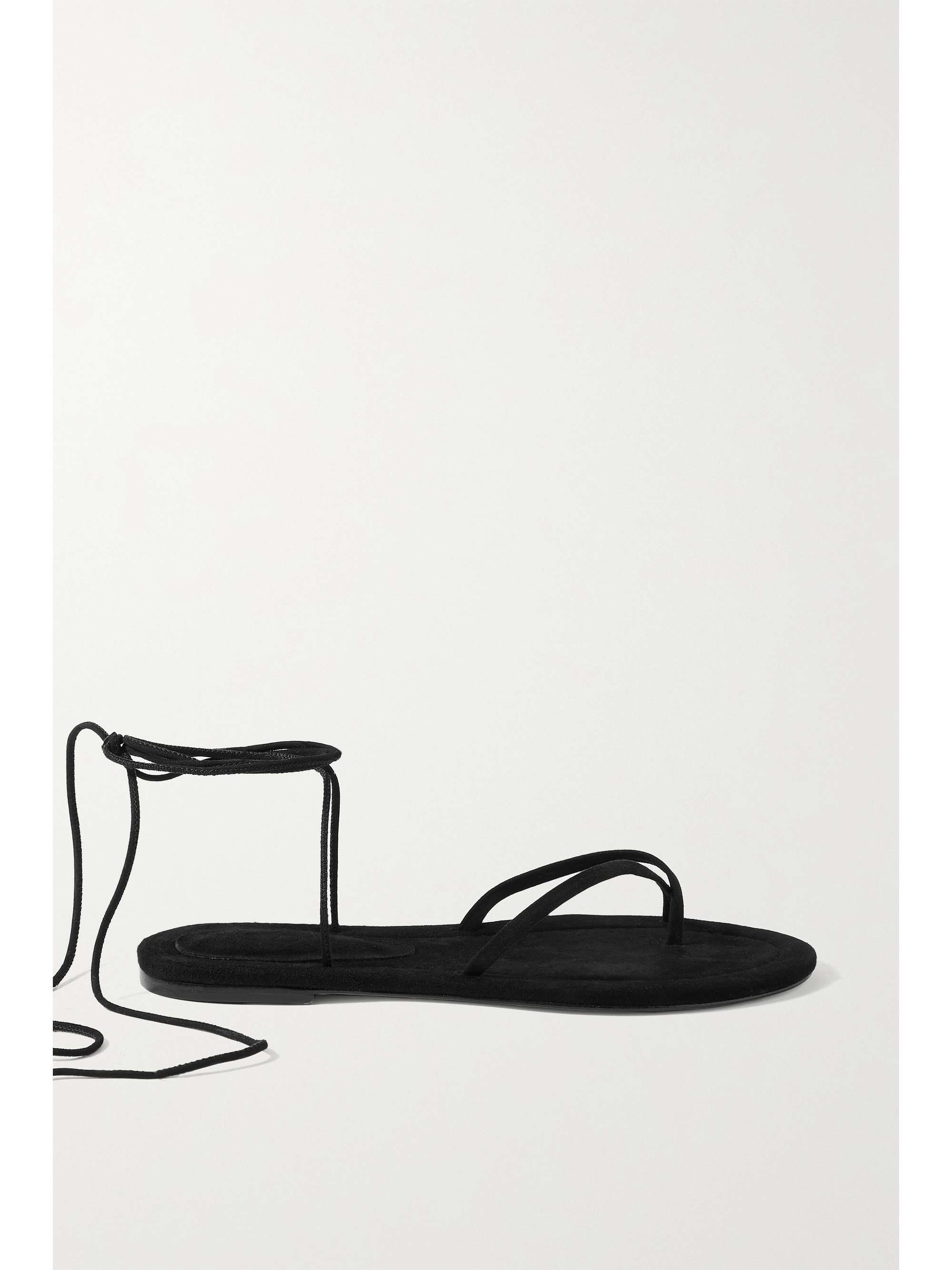 black suede flip flops