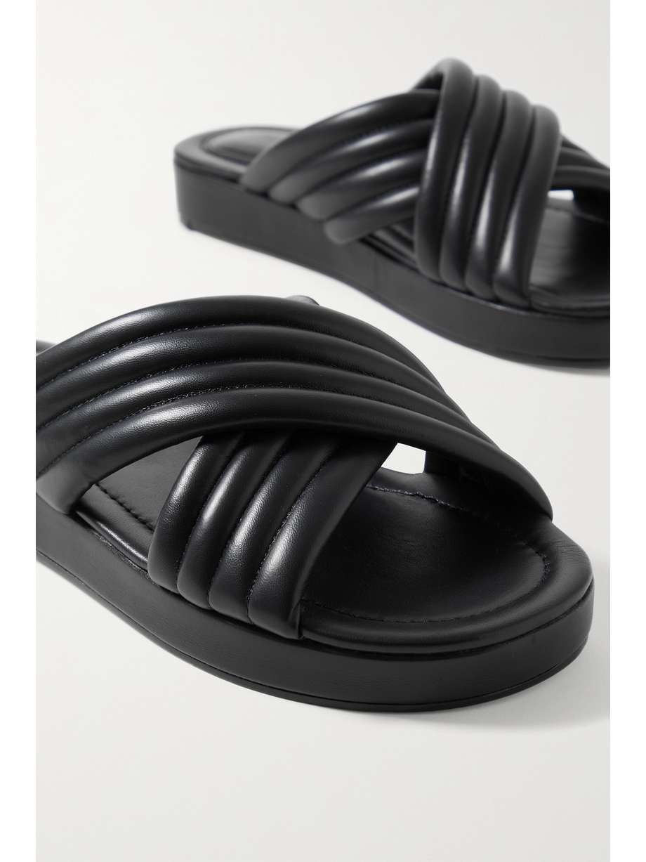 porte & paire quilted leather slides