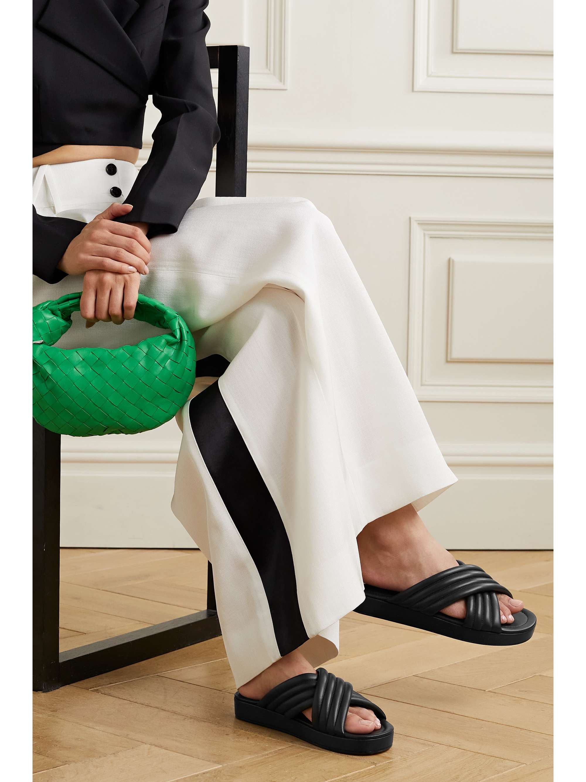 Quilted leather best sale slides