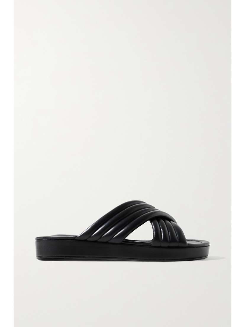 Porte & Paire Quilted Leather Slides