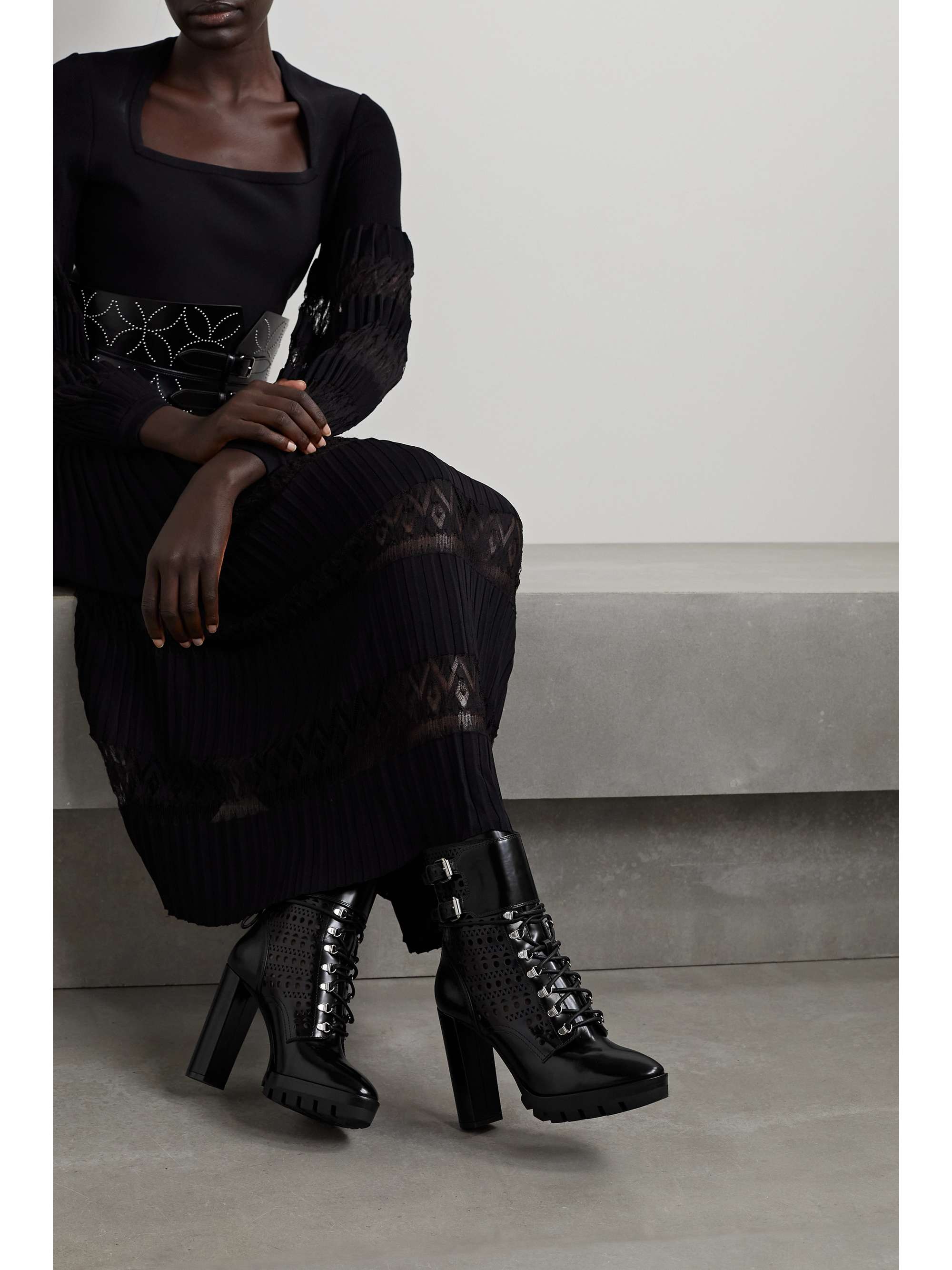 laser cut ankle boots