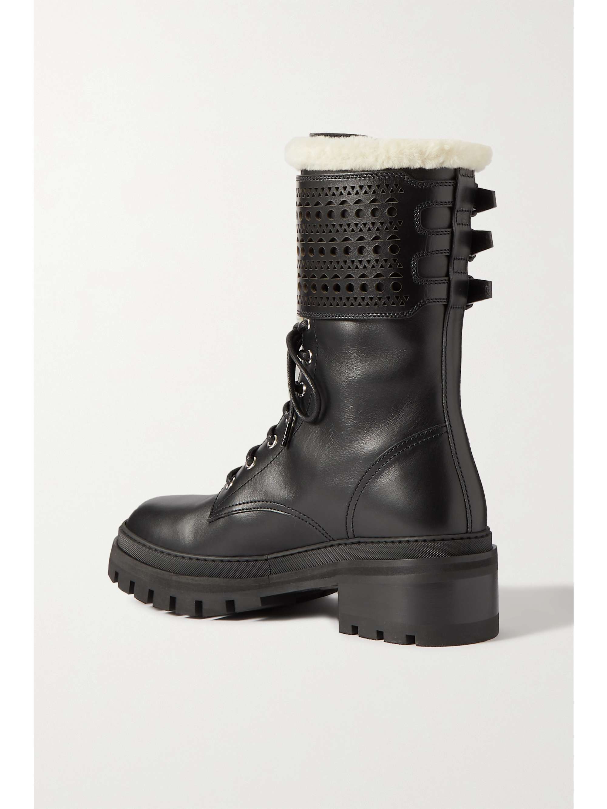 ALAÏA 50 shearling-lined laser-cut leather ankle boots